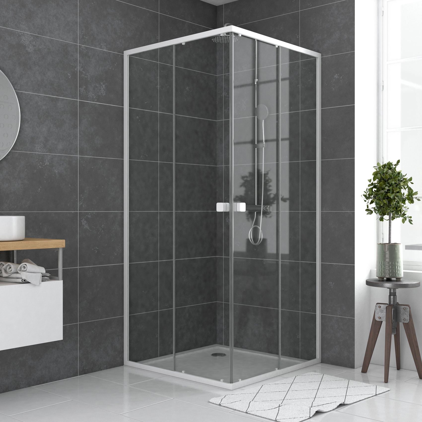 Paroi de douche carrée extensible — vue 6