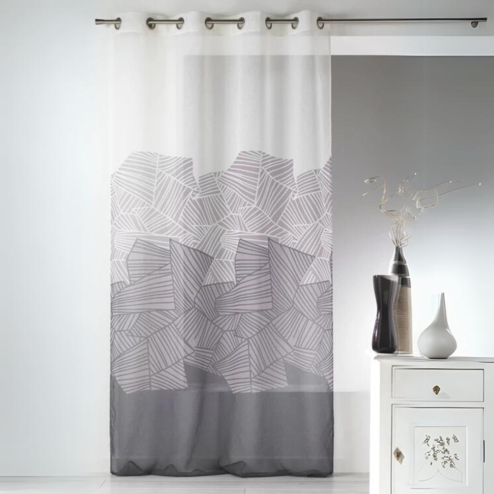 Voilage en Etamine Légère à Motifs Graphiques