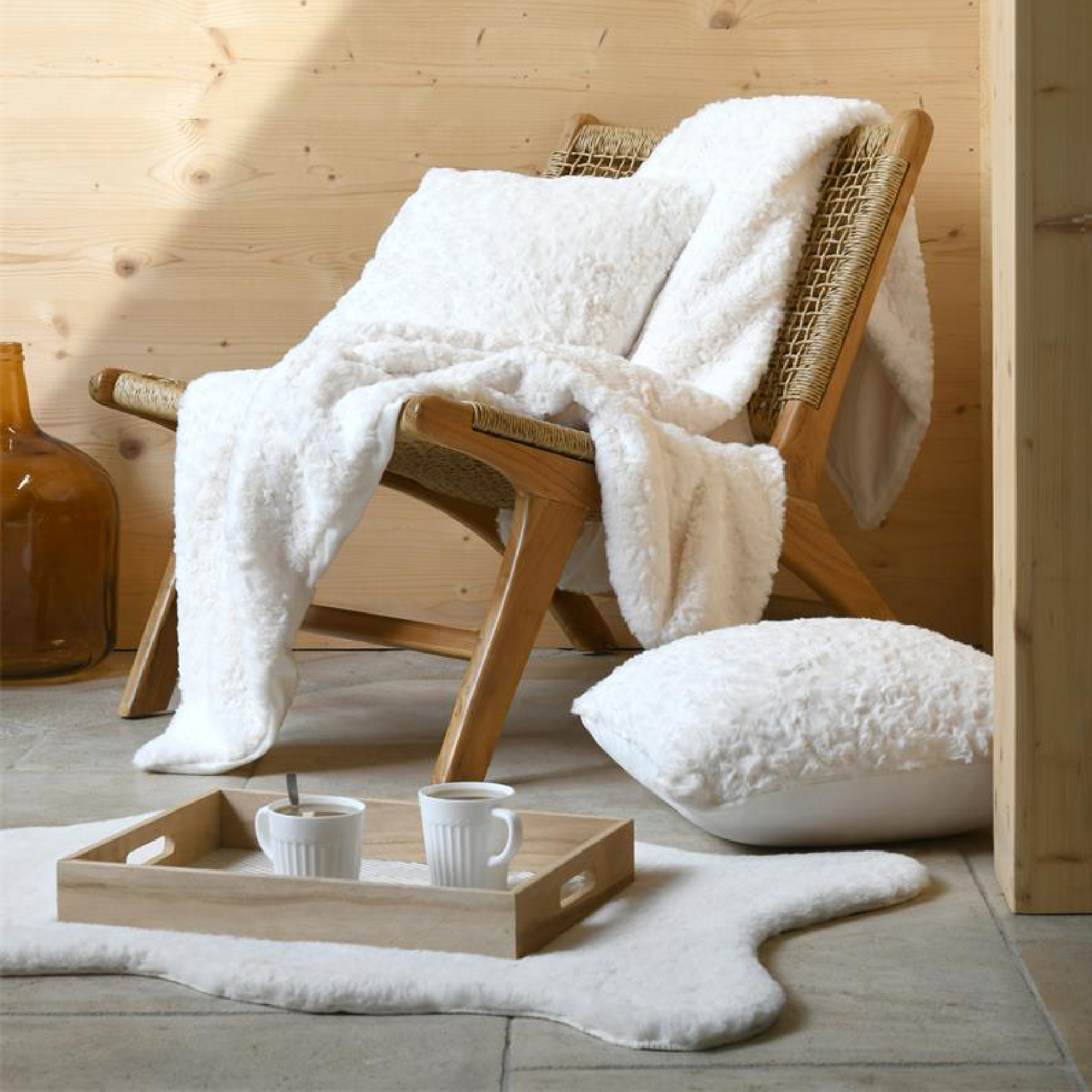 Plaid imitation fourrure chaud et moelleux