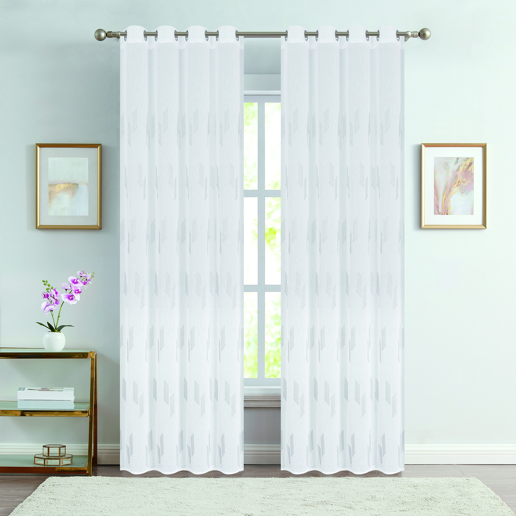 Voilage à oeillets brodé brillant — vue 5