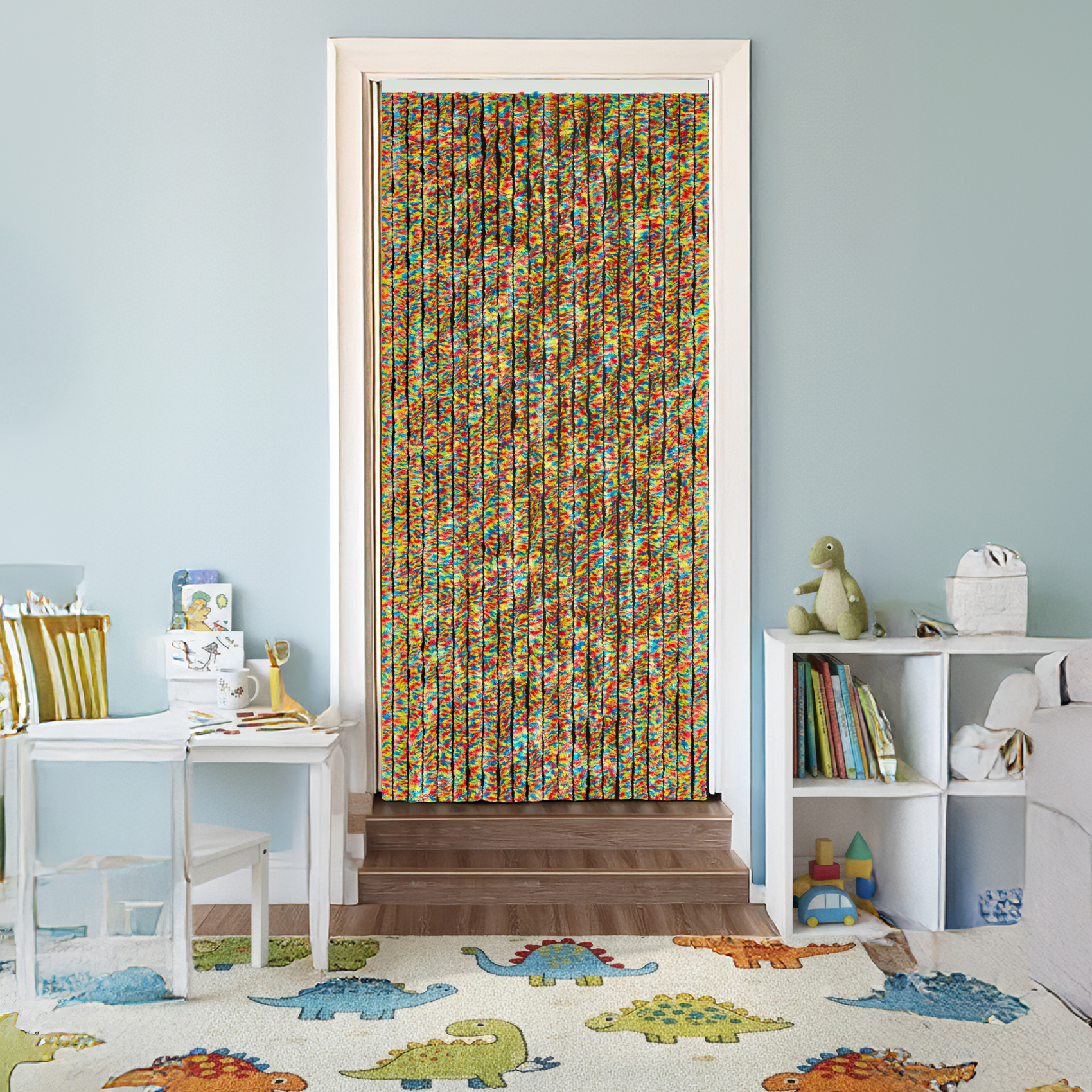 Rideau de porte chenilles multicolores — vue 4