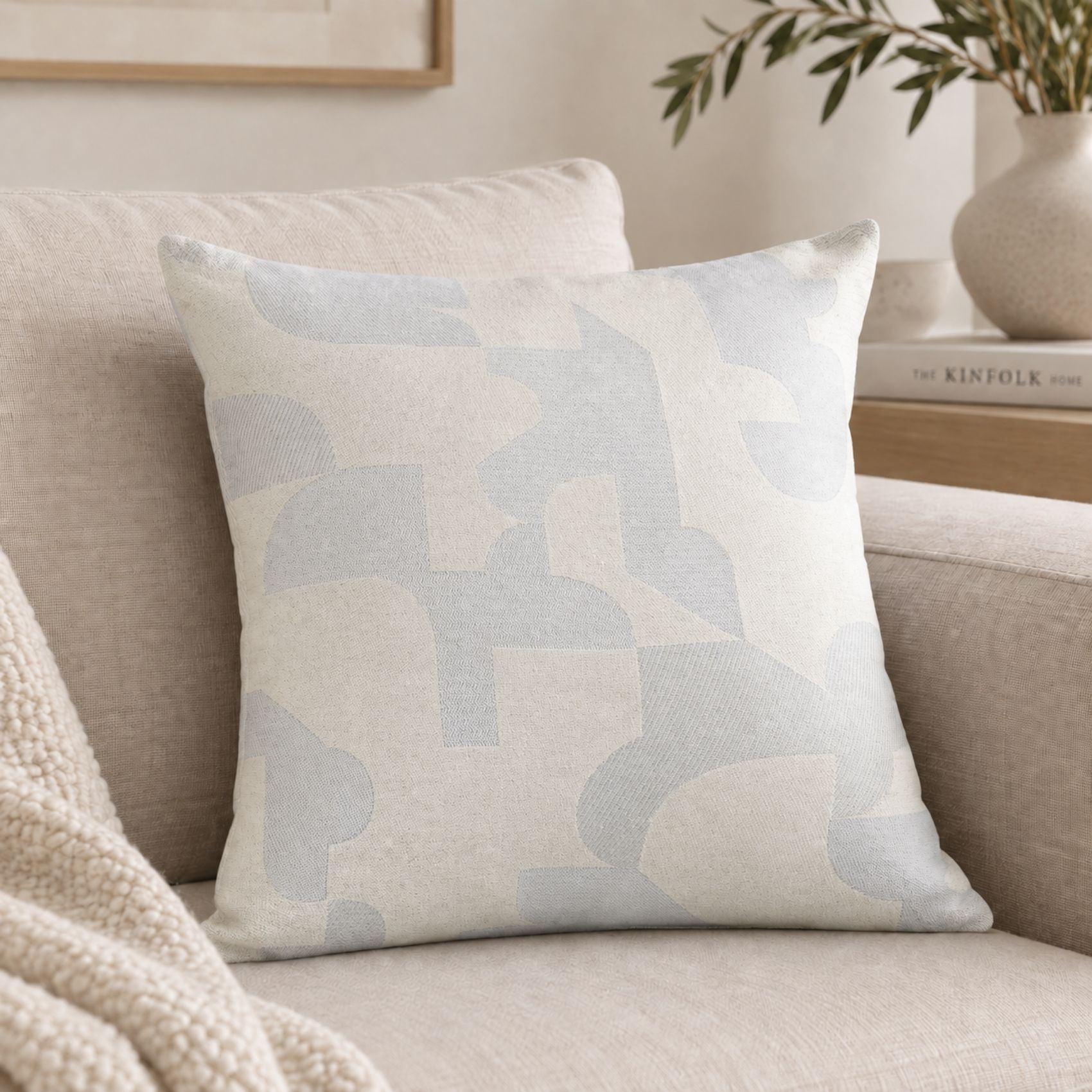 Coussin jacquard géométrique texturé rétro — vue 5