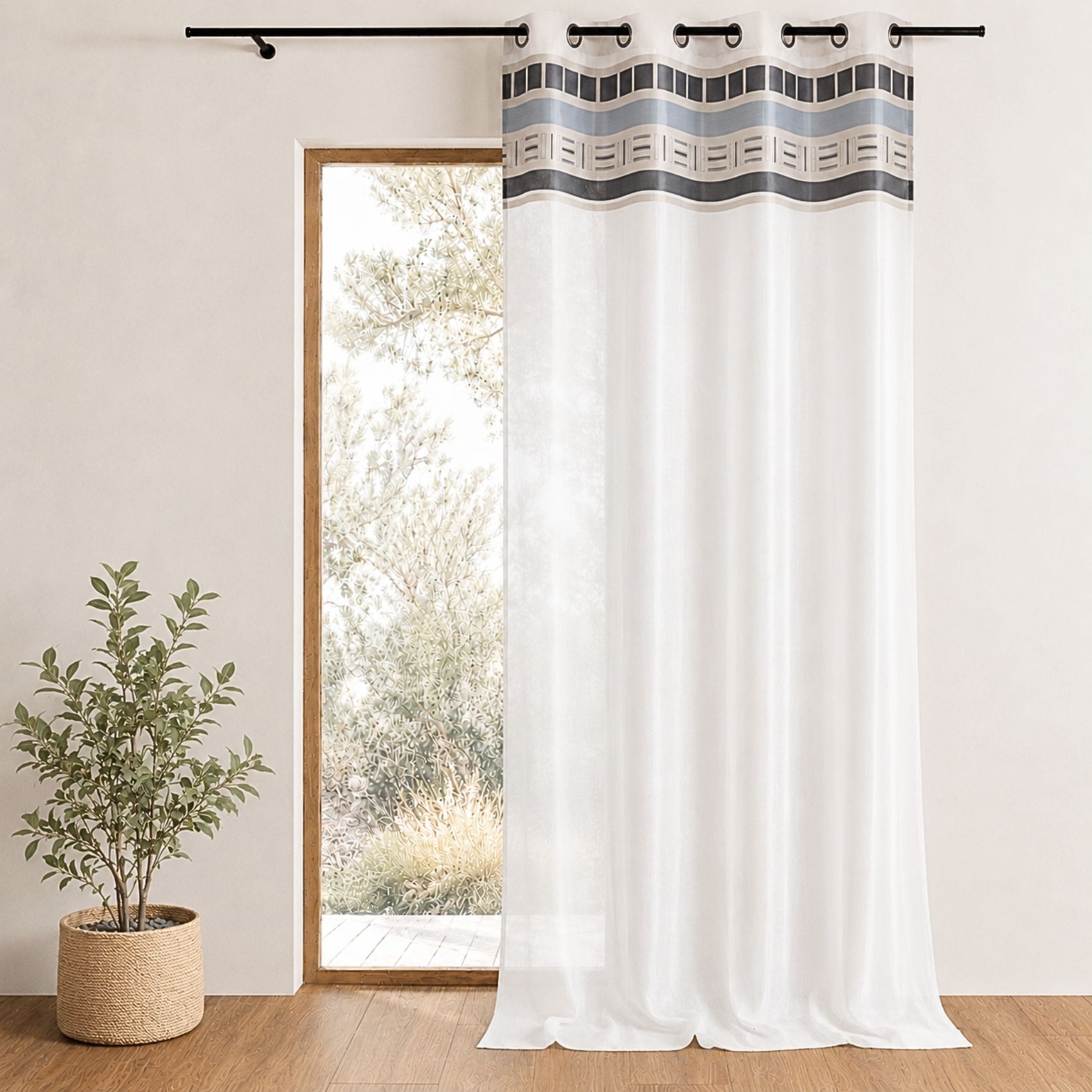 Voilage avec parement haut design