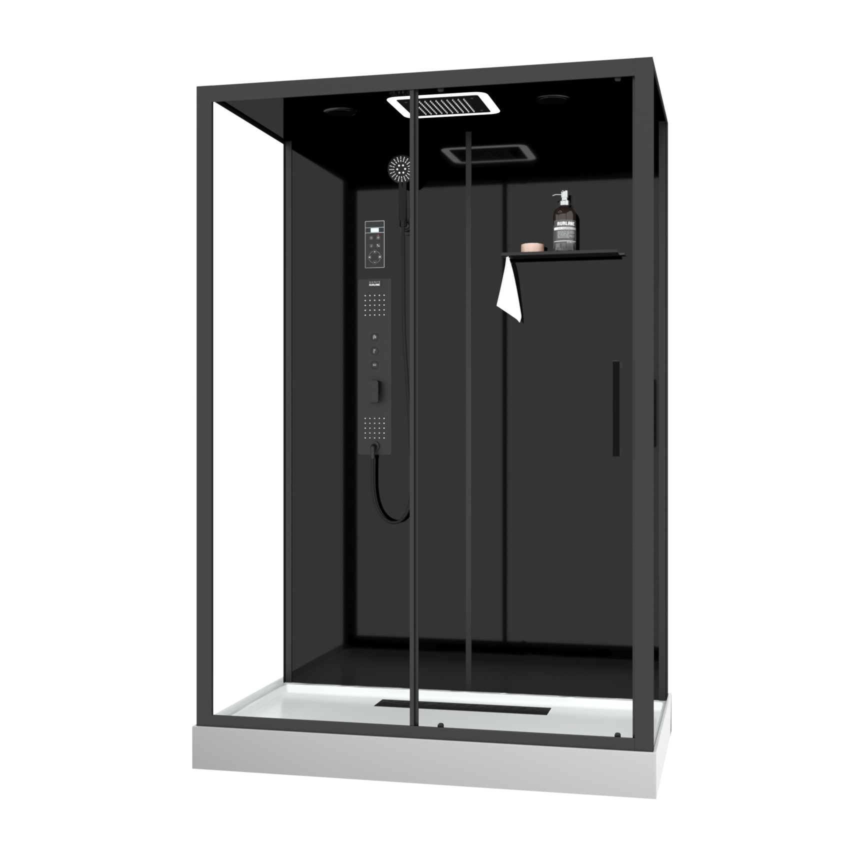 Cabine de douche hydromassante rectangulaire XXL avec porte coulissante et panneau de contrôle tactile