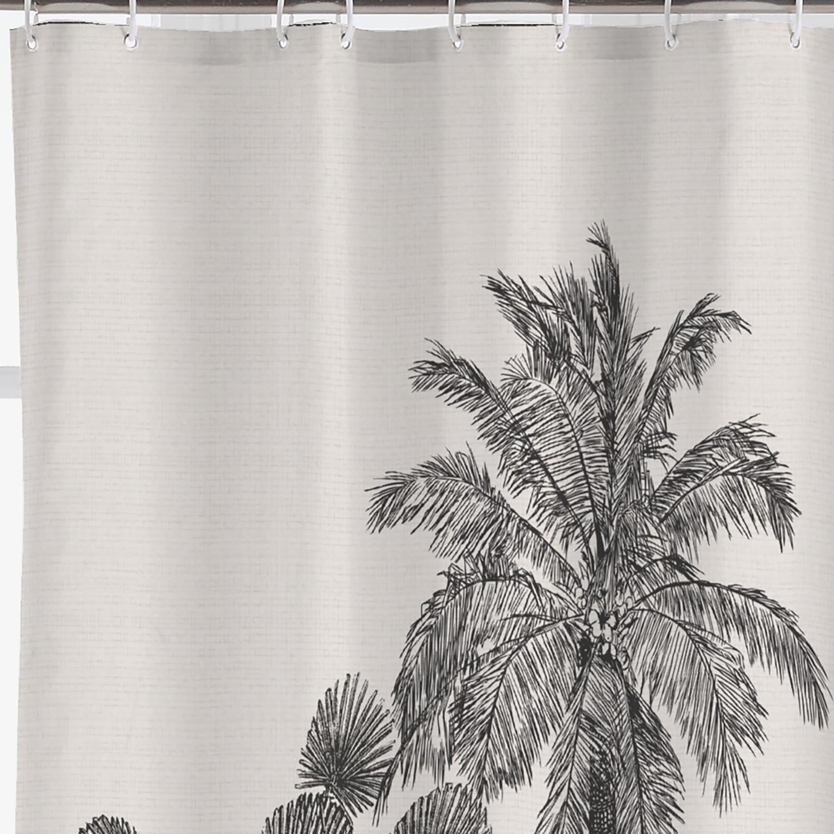 Rideau de douche imprimé tropical avec crochets — vue 3