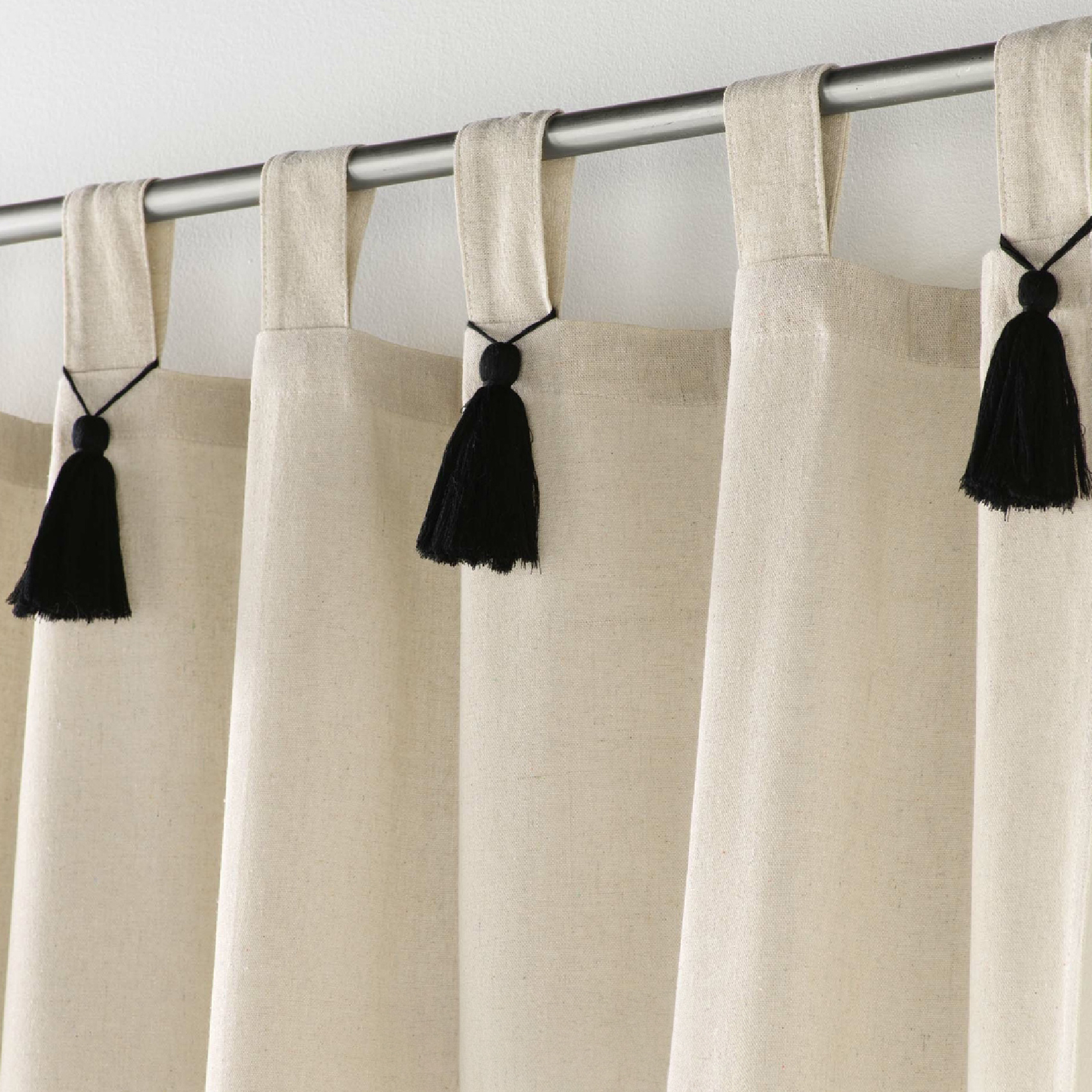 Rideau à Passants avec Pompons Uni — vue 3