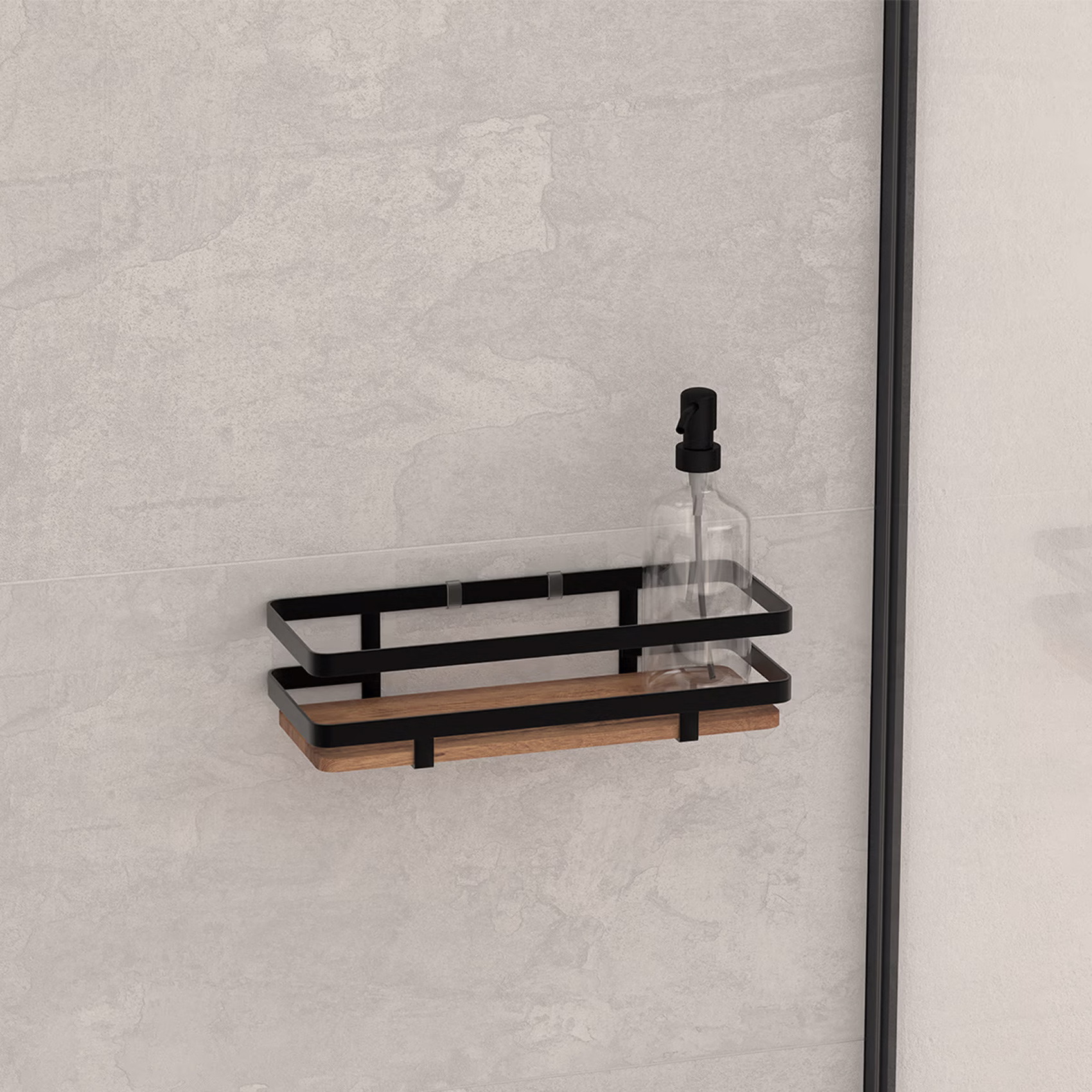 Etagère de douche sans perçage en bois — vue 3