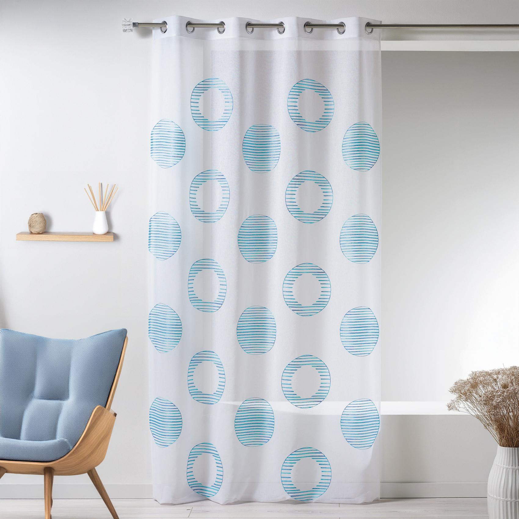 Voilage en étamine brodée cercle et rond — vue 4