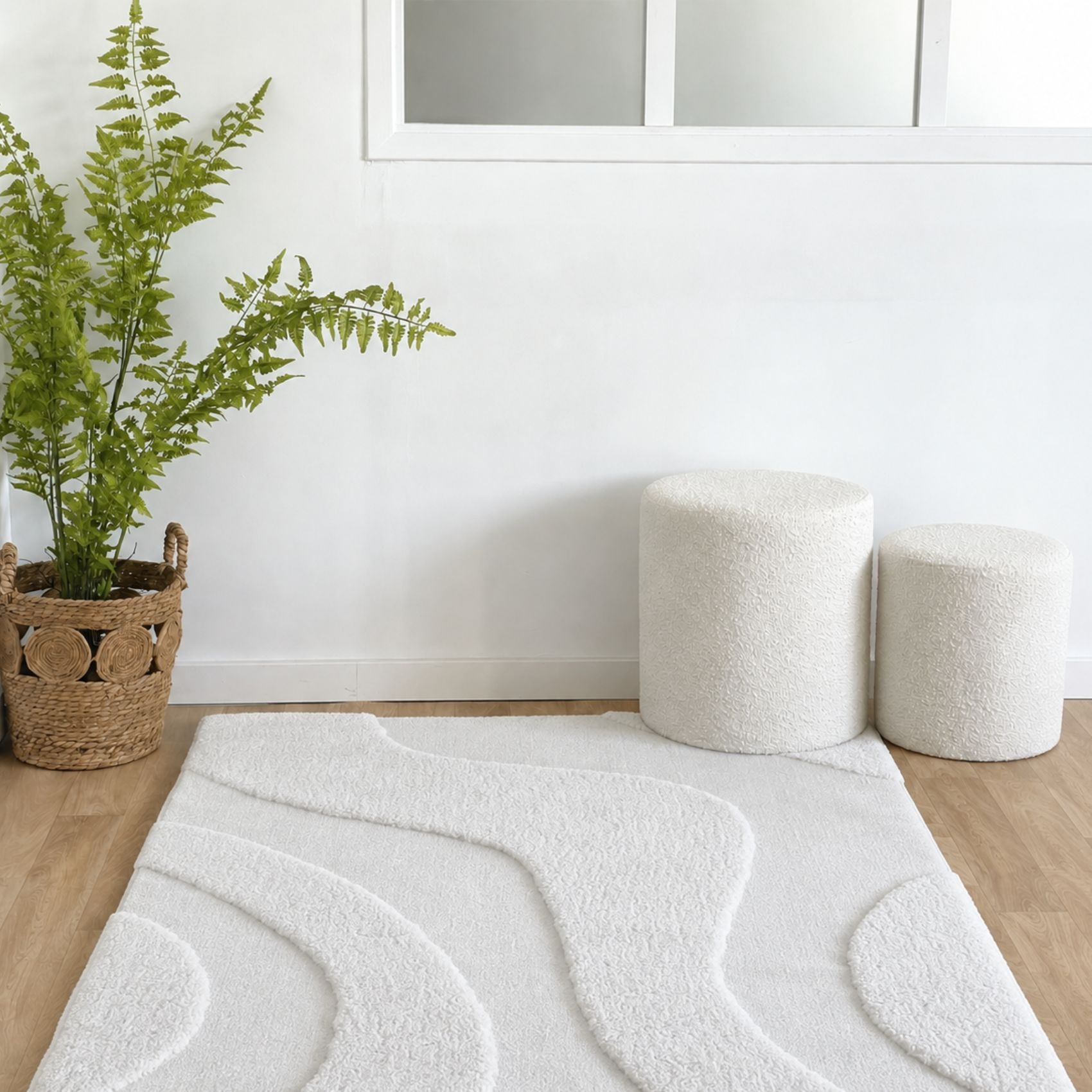 Tapis de salon motif ondulation en relief, effet texturé — vue 3
