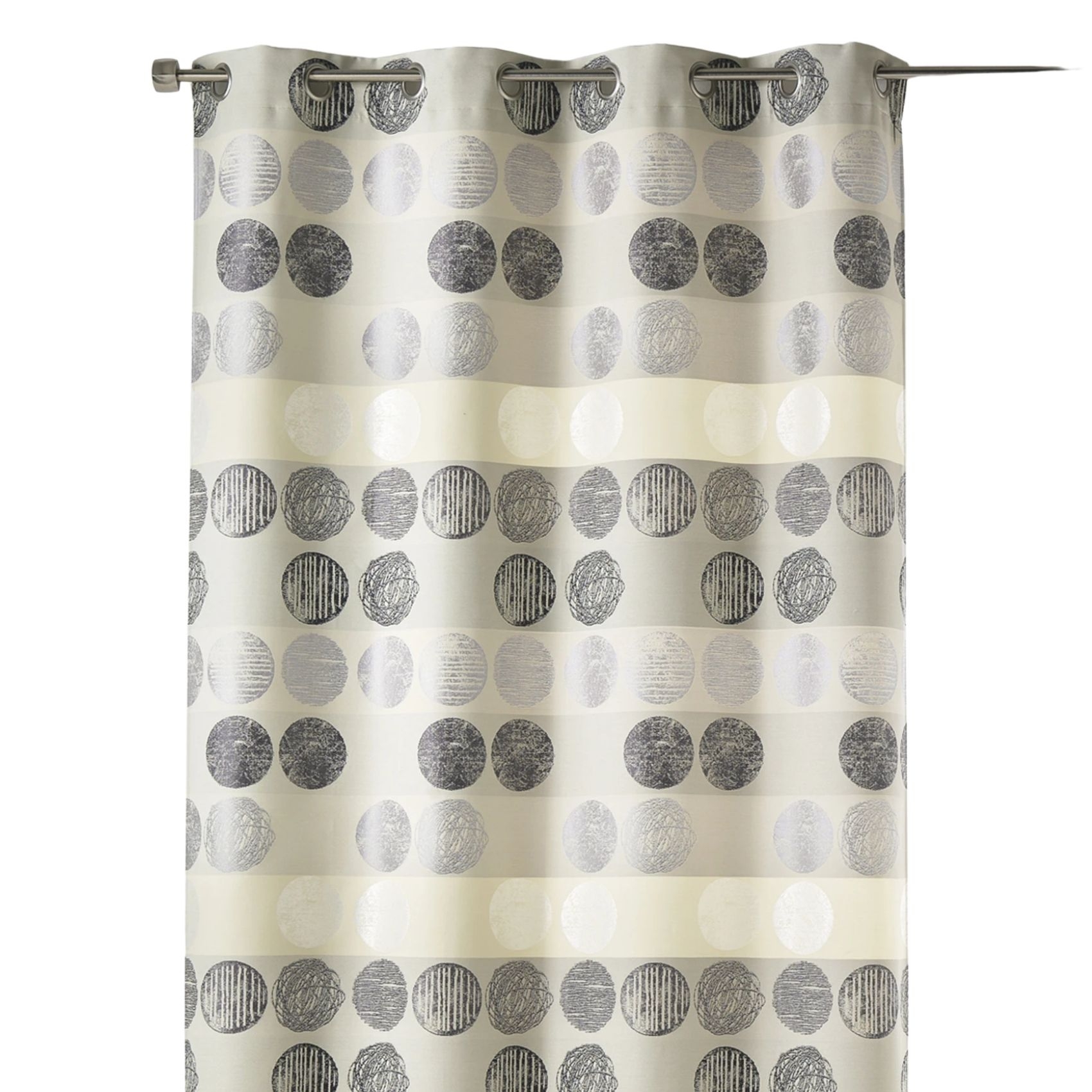 Rideau en Jacquard à Rayures Horizontales à Pois — vue 3
