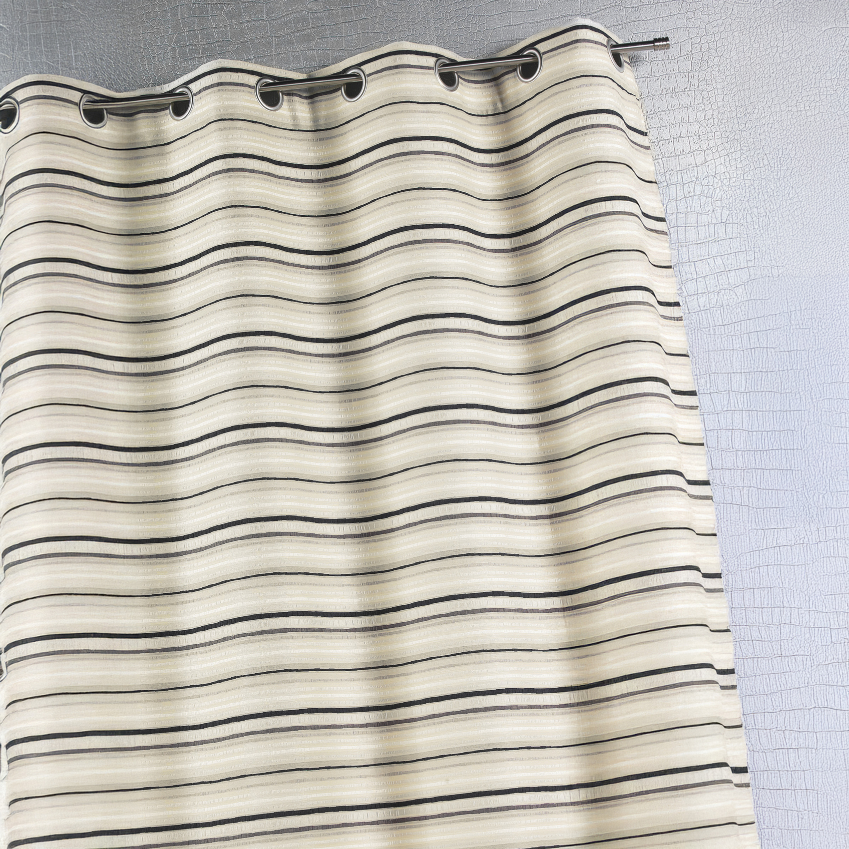 Rideau d'ameublement en jacquard à fines rayures — vue 3