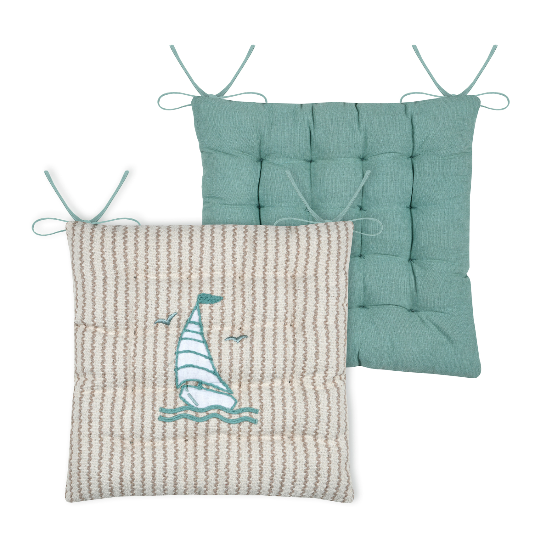 Galette de chaise polycoton matelassée marin — vue 5