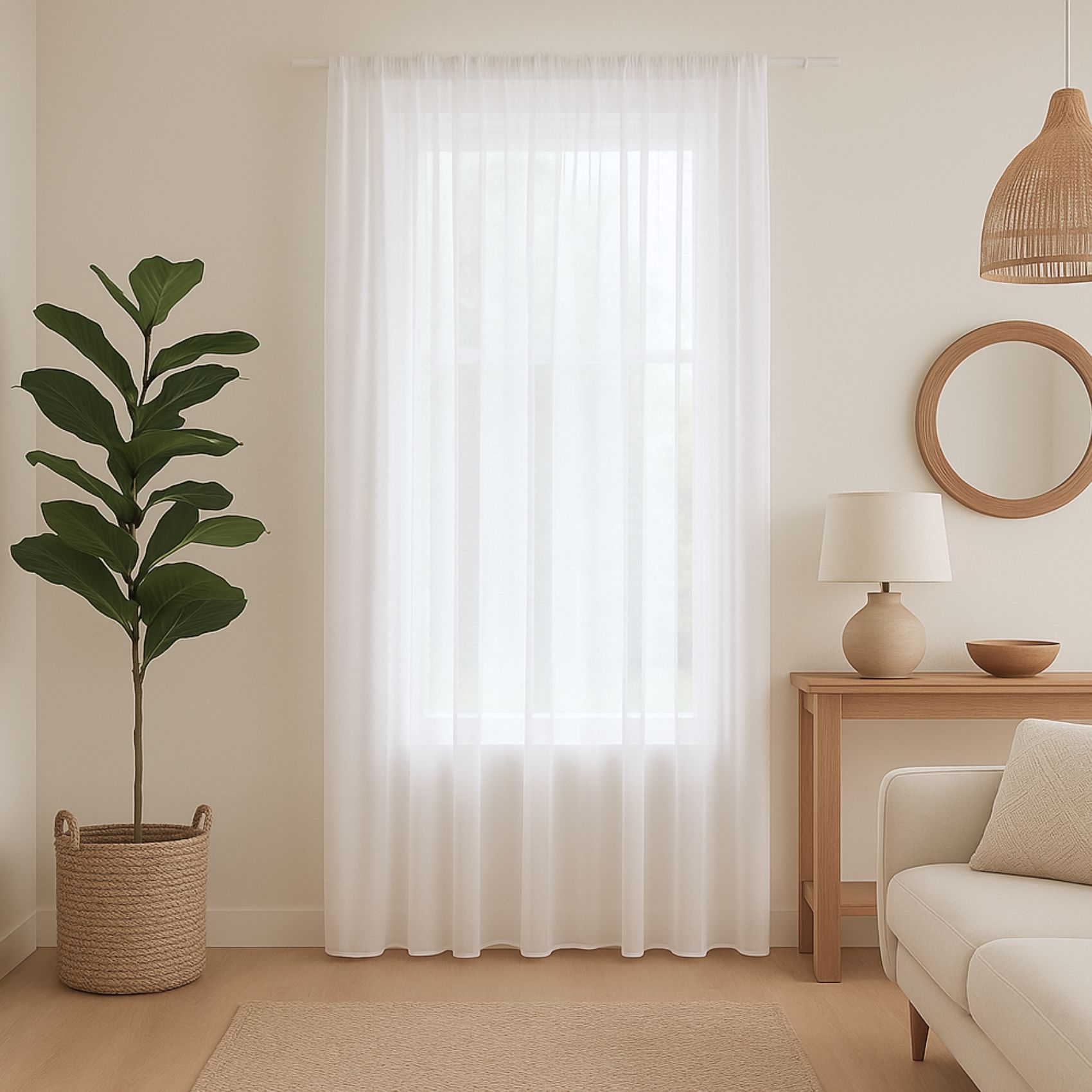 Rideau voilage poly-lin bas plombé