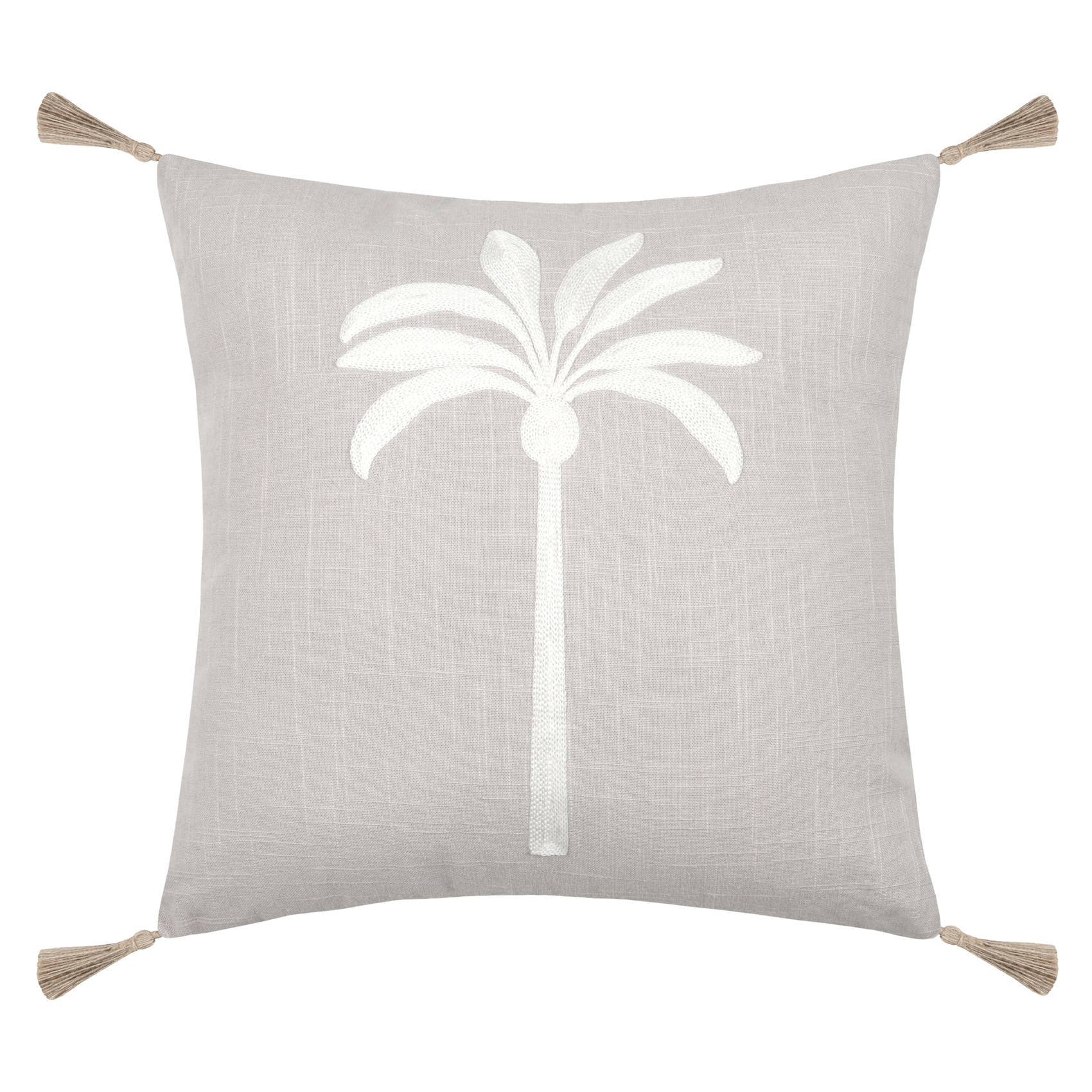 Coussin décoratif brodé motif palmier style tropical