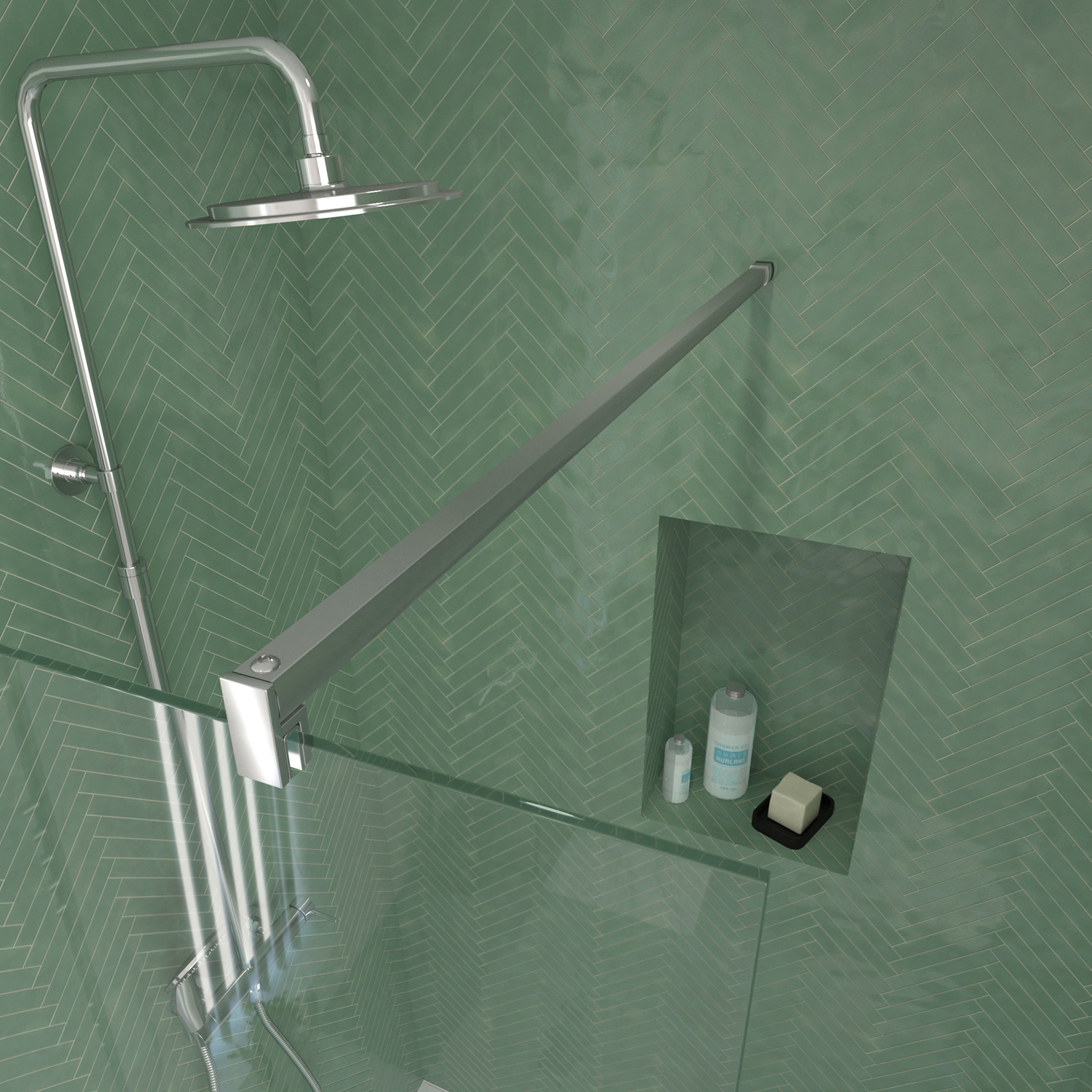 Paroi de douche minimaliste en verre trempé — vue 4