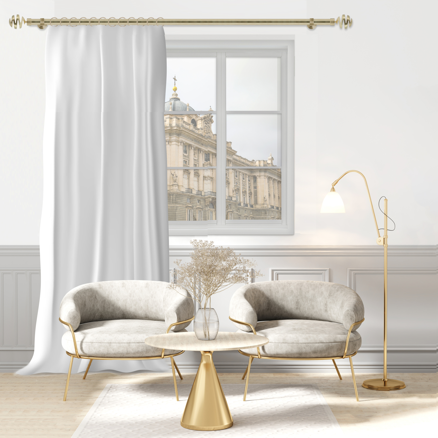 Tringle à rideaux en métal D28 mm - 1m50 — vue 3