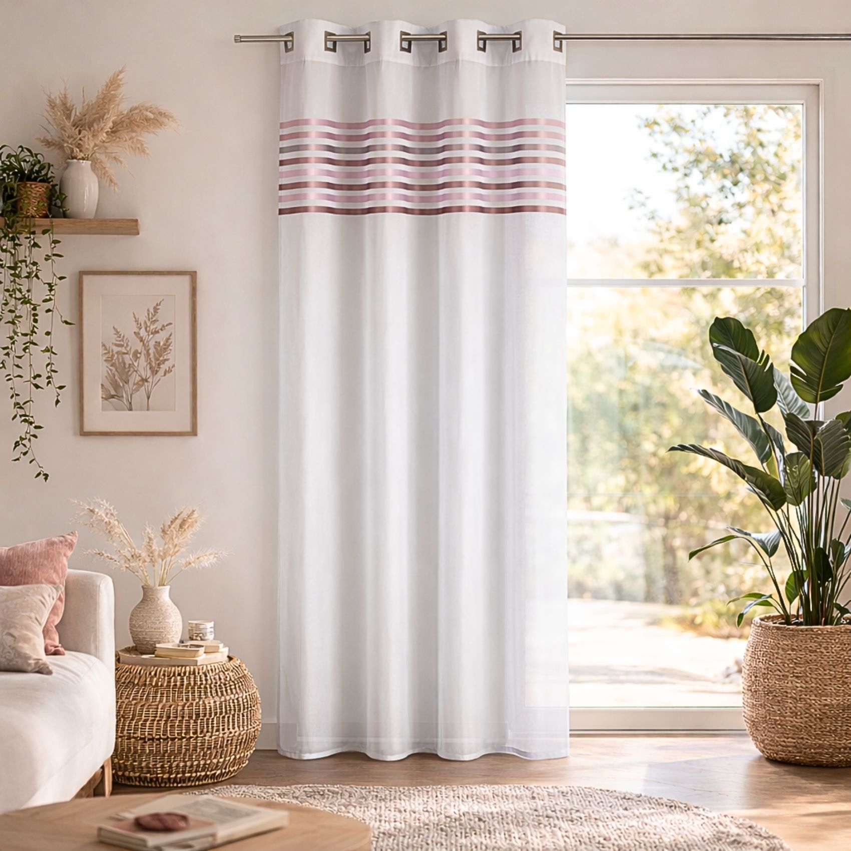 Voilage étamine parement tissé dans le haut