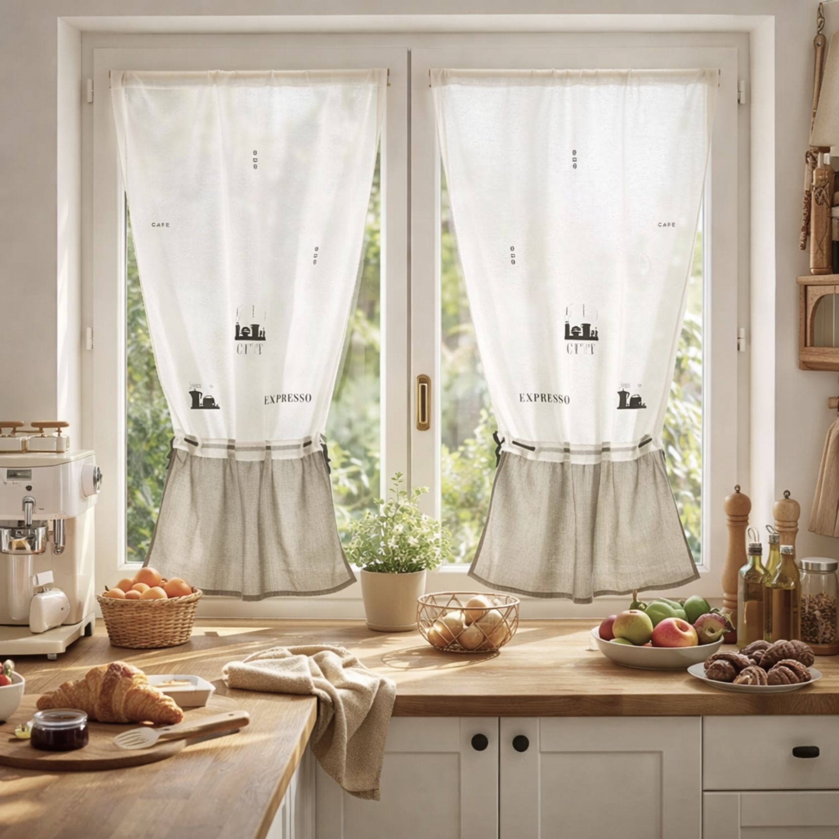 Paire de Voilage Etamine Avec Broderie 'Expresso' — vue 4