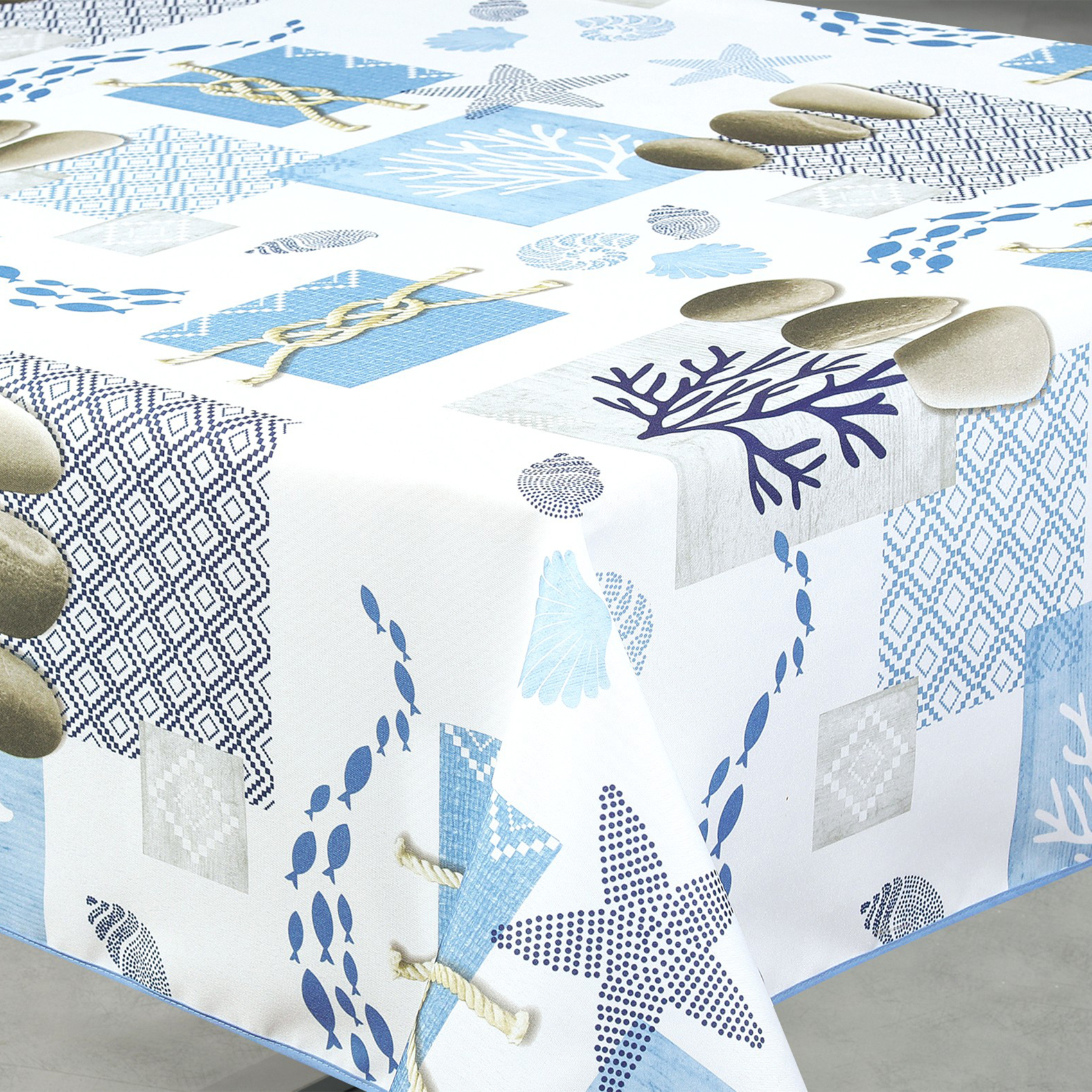 Nappe anti-tâche rectangle motif bord de mer