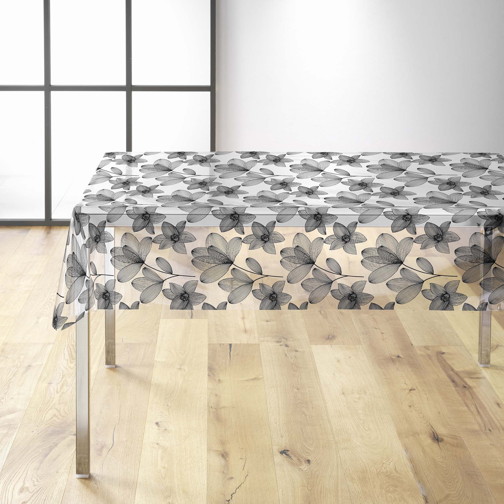 Toile cirée transparente imprimée végétal sur mesure 0,60 mm — vue 3