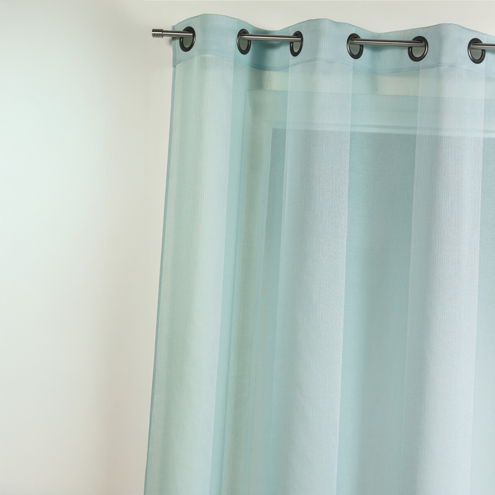 Voilage en étamine uni avec rayures ton sur ton — vue 4