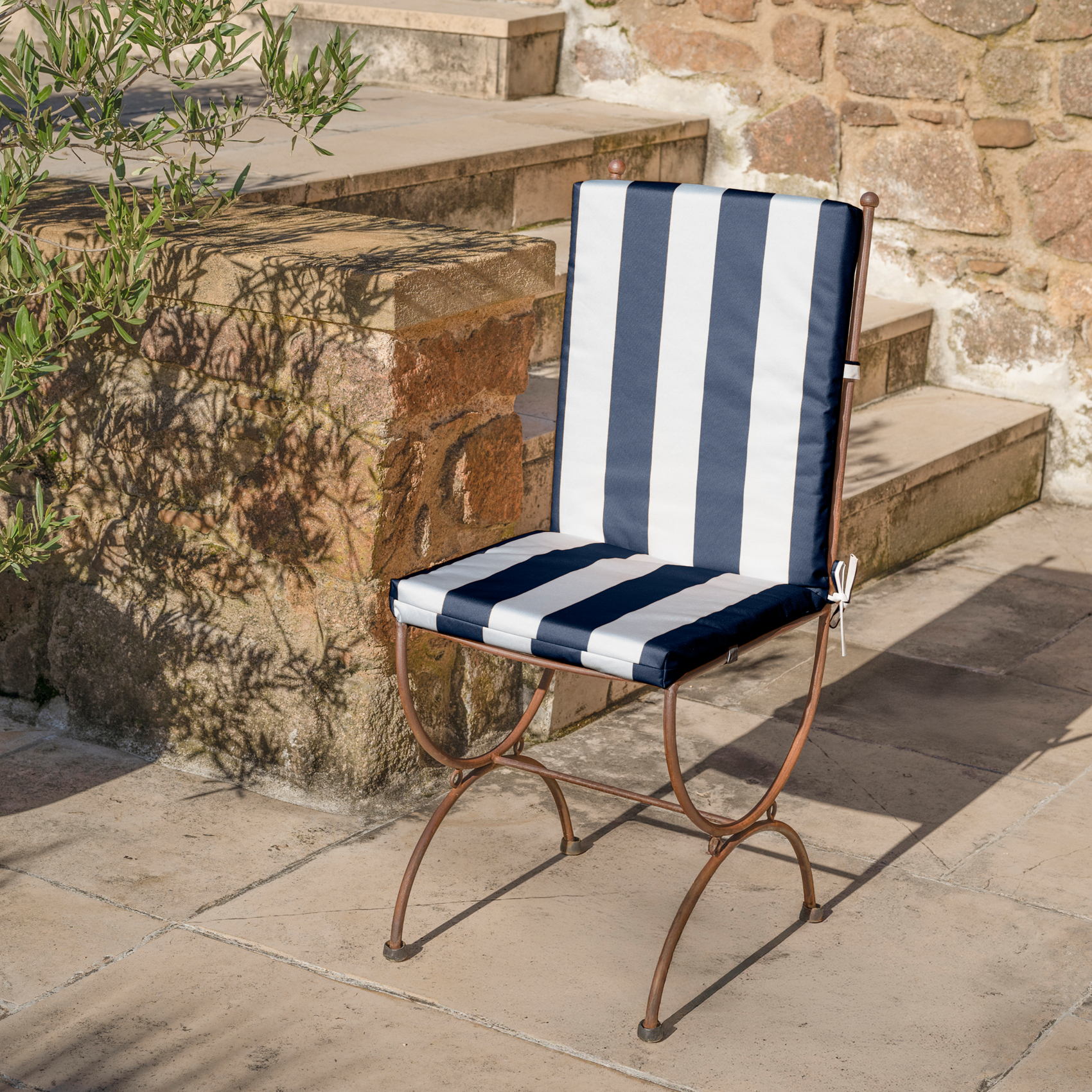 Coussin de chaise assise et dossier imperméable  à rayures ARCACHON — vue 6