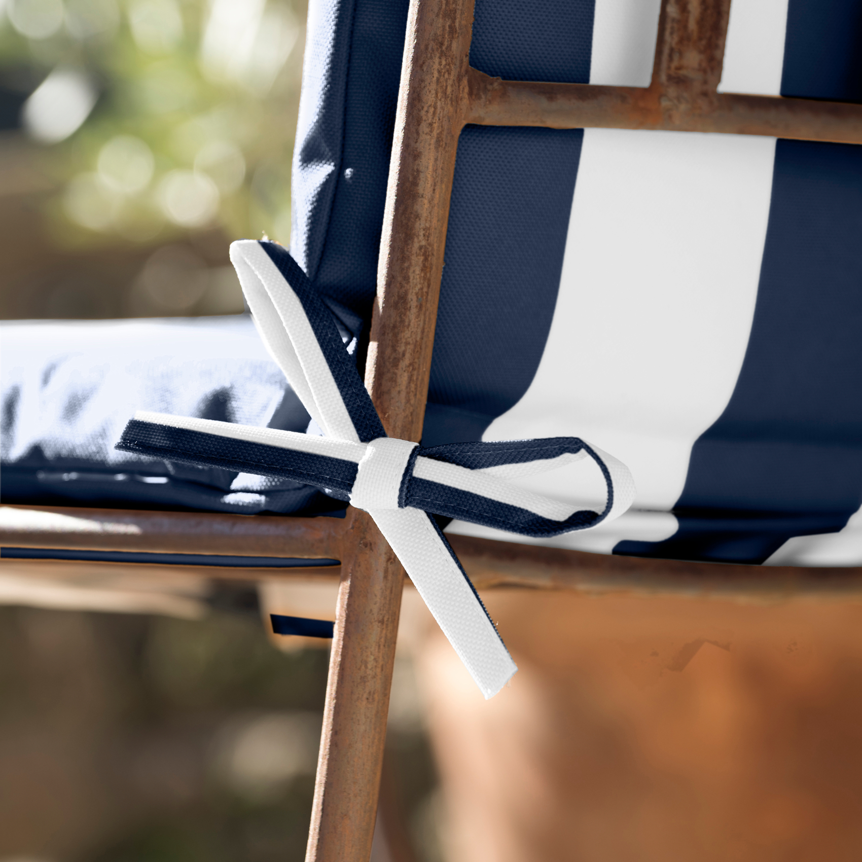 Coussin de chaise assise et dossier imperméable  à rayures ARCACHON — vue 3