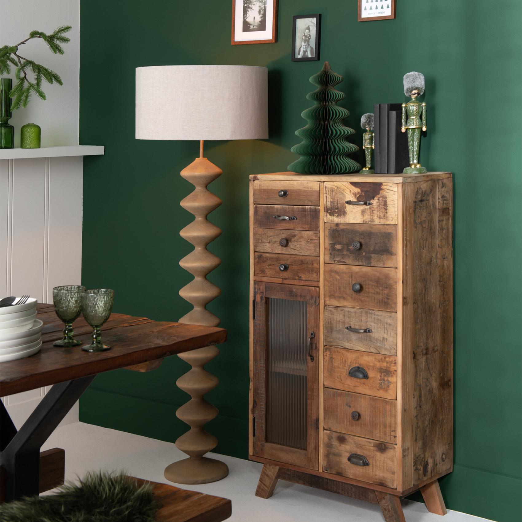 Lampadaire en bois de peuplier avec abat-jour tissu — vue 4