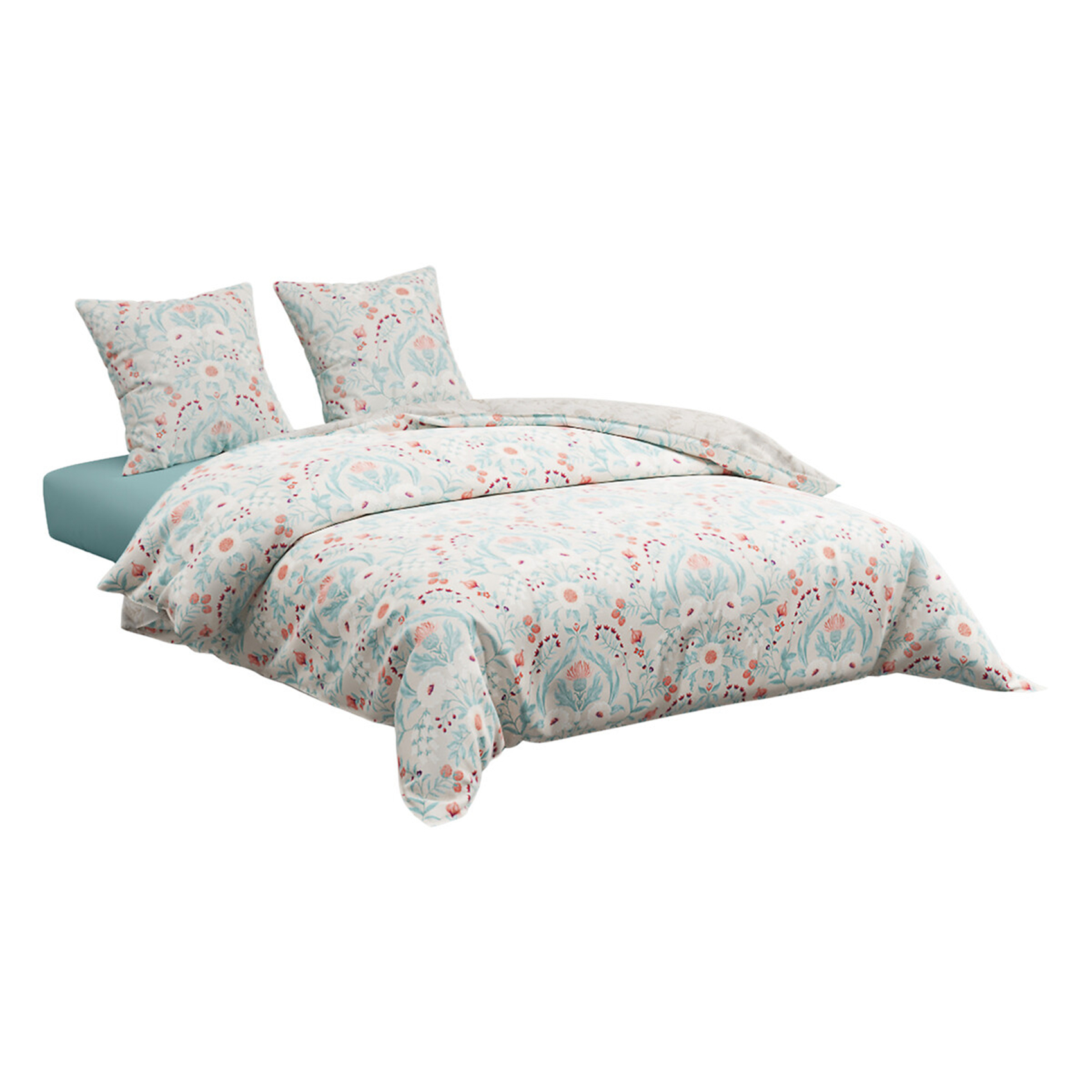 Parure de lit 3 pièces en coton réversible à motifs floraux — vue 3