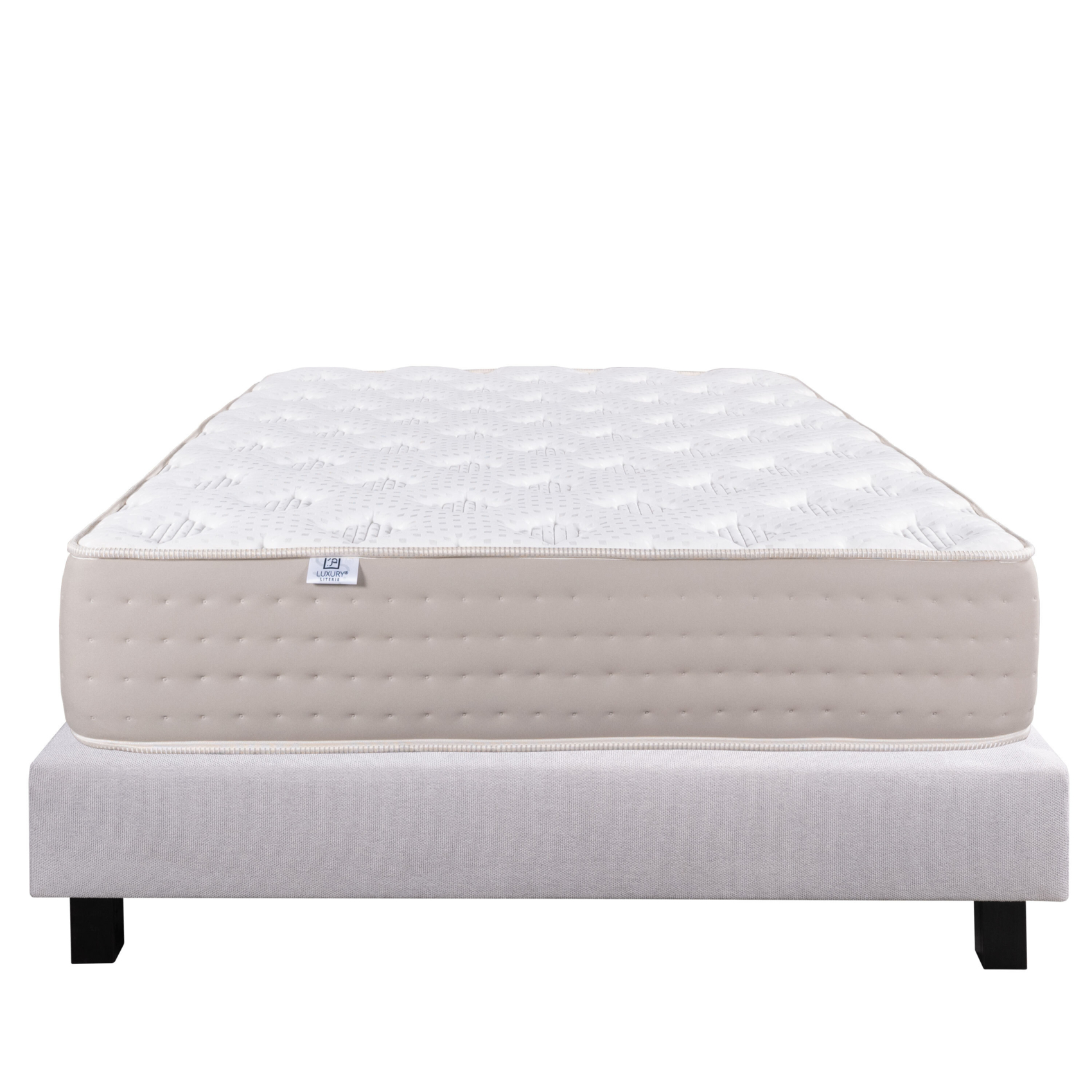 Ensemble matelas ferme avec ressorts ensachés 26 cm et sommier tapissier  gris
