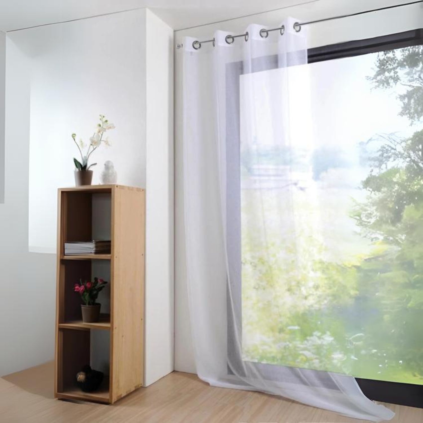 Voilage grande largeur effet lin