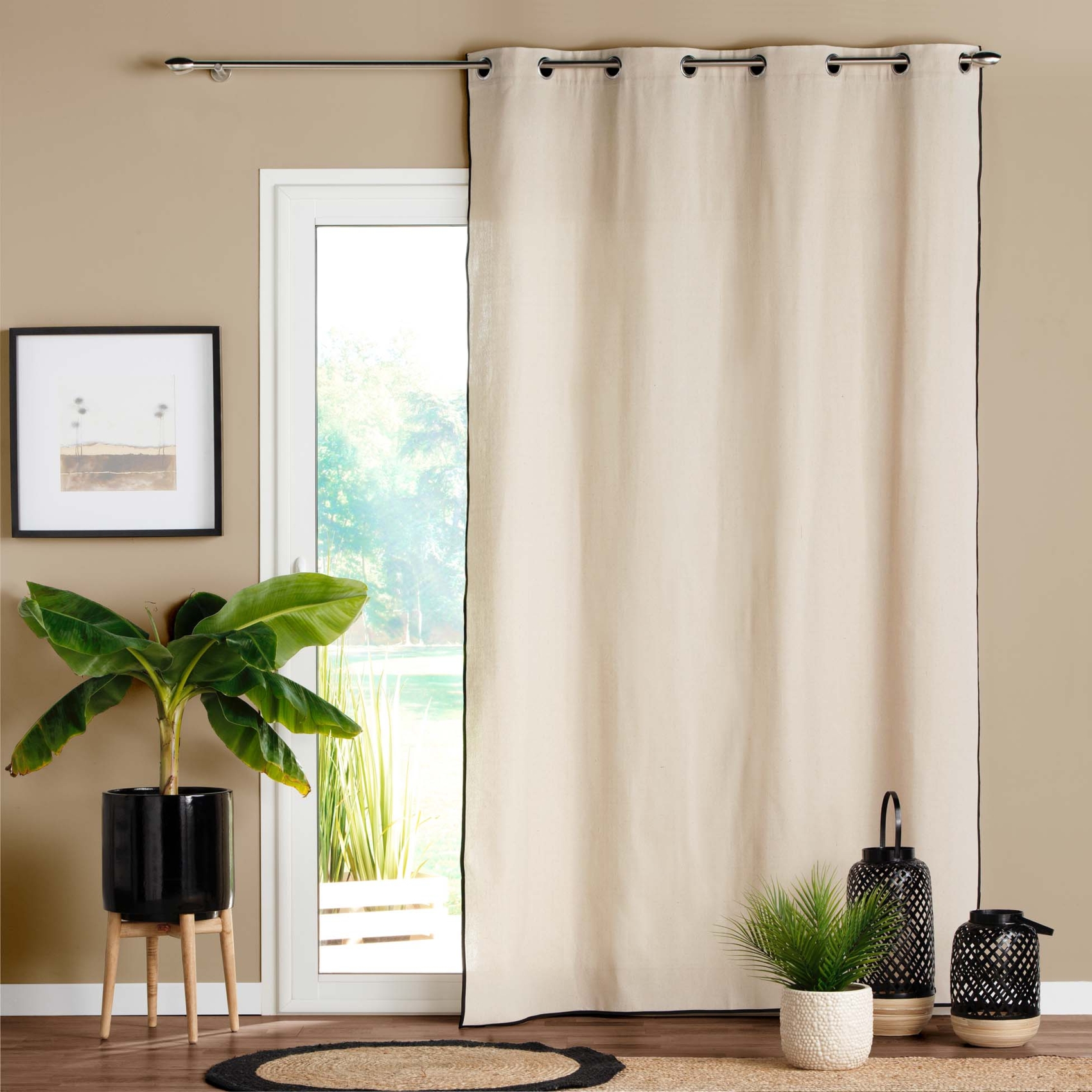 Rideau biais noir en polycoton
