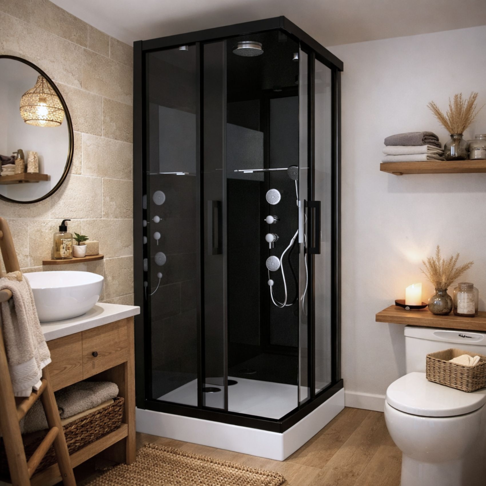 Cabine de Douche Black Mirror Carrée — vue 4