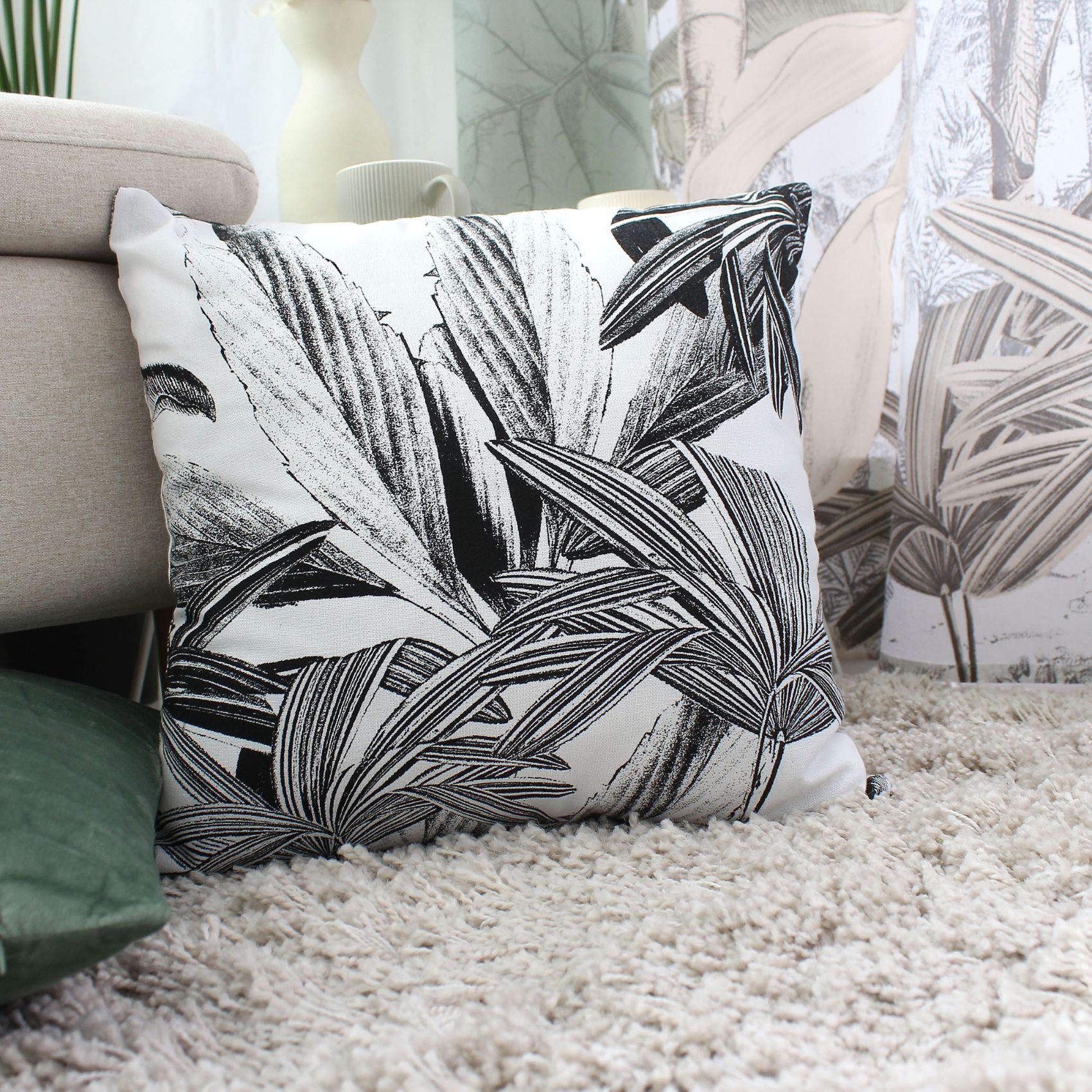 Coussin déhoussable en coton recyclé imprimé — vue 5