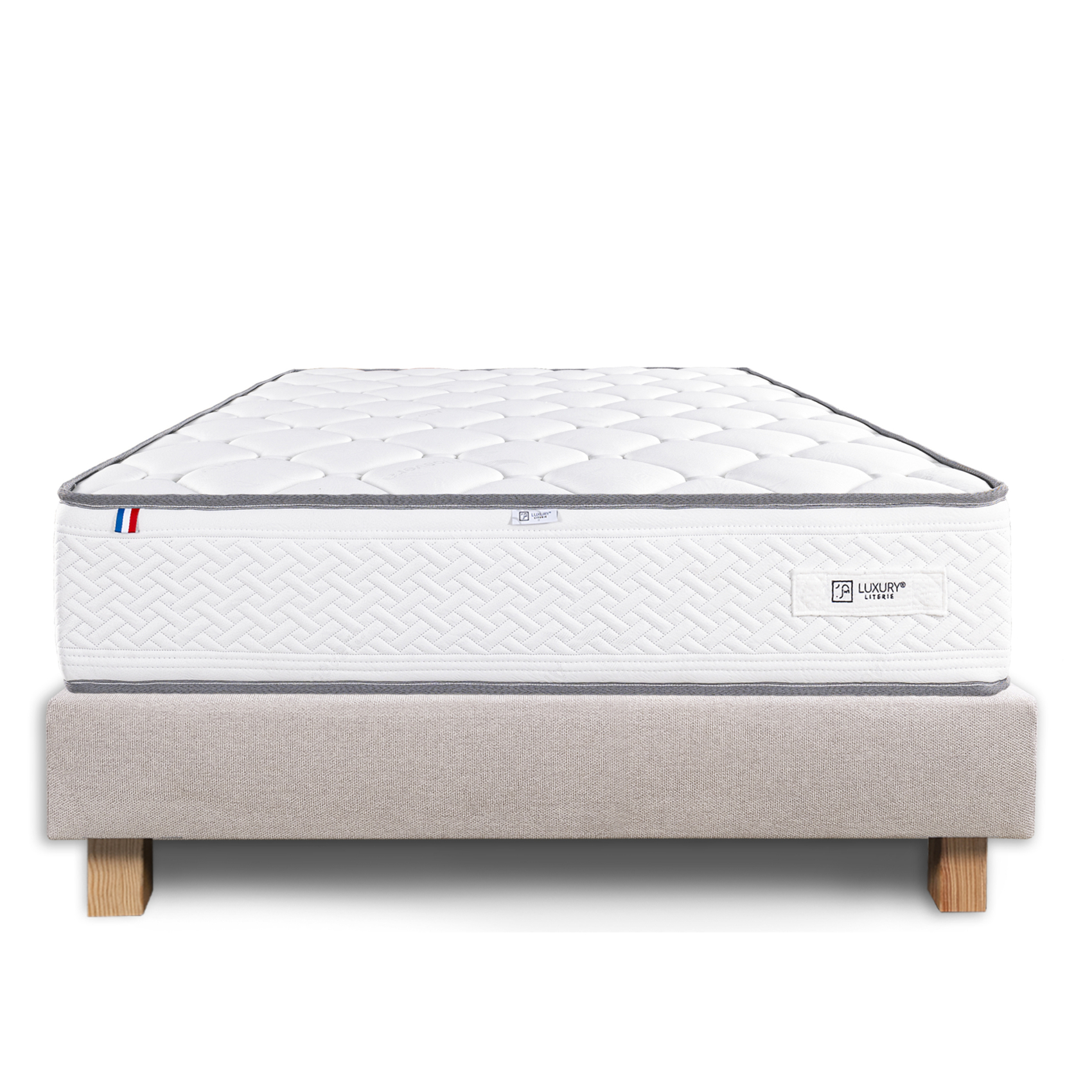 Ensemble matelas mousse 20 cm et sommier beige