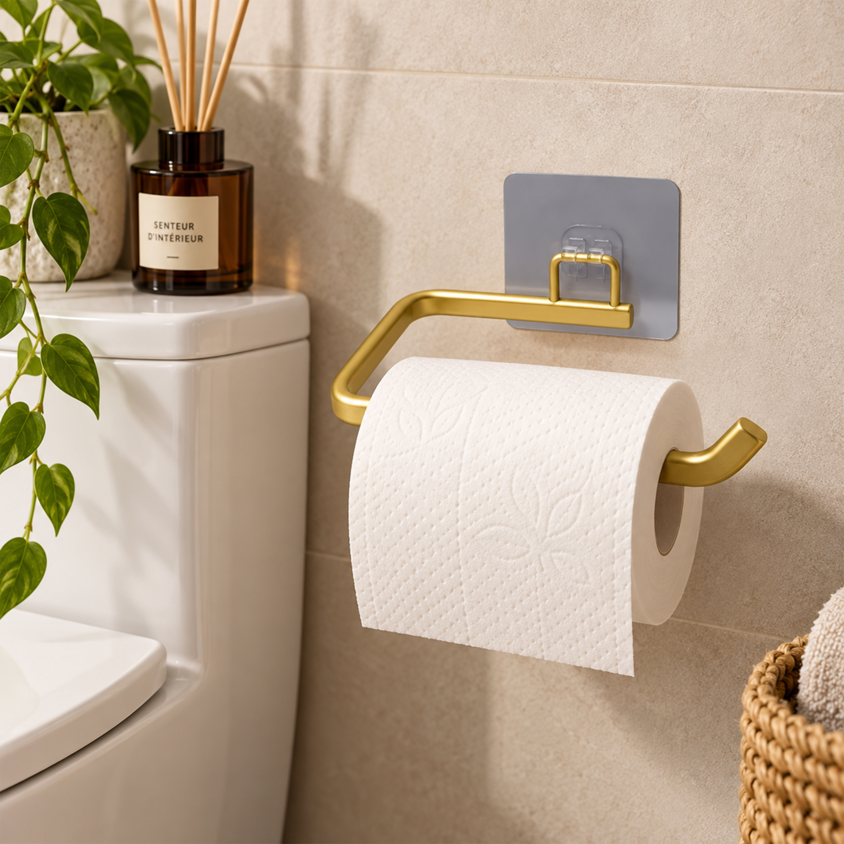 Porte-papier WC adhésif en aluminium sans perçage — vue 4