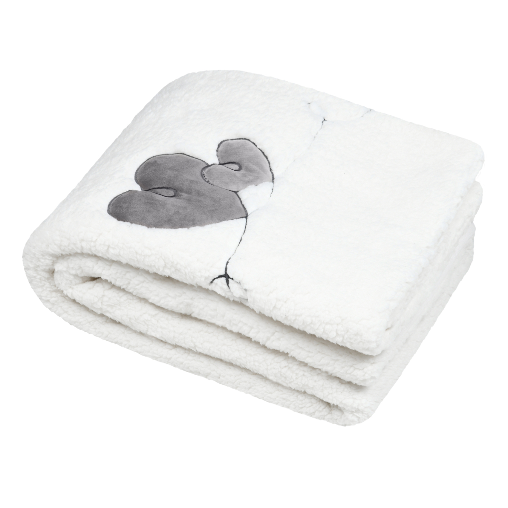 Plaid effet peau de mouton avec motif cœur