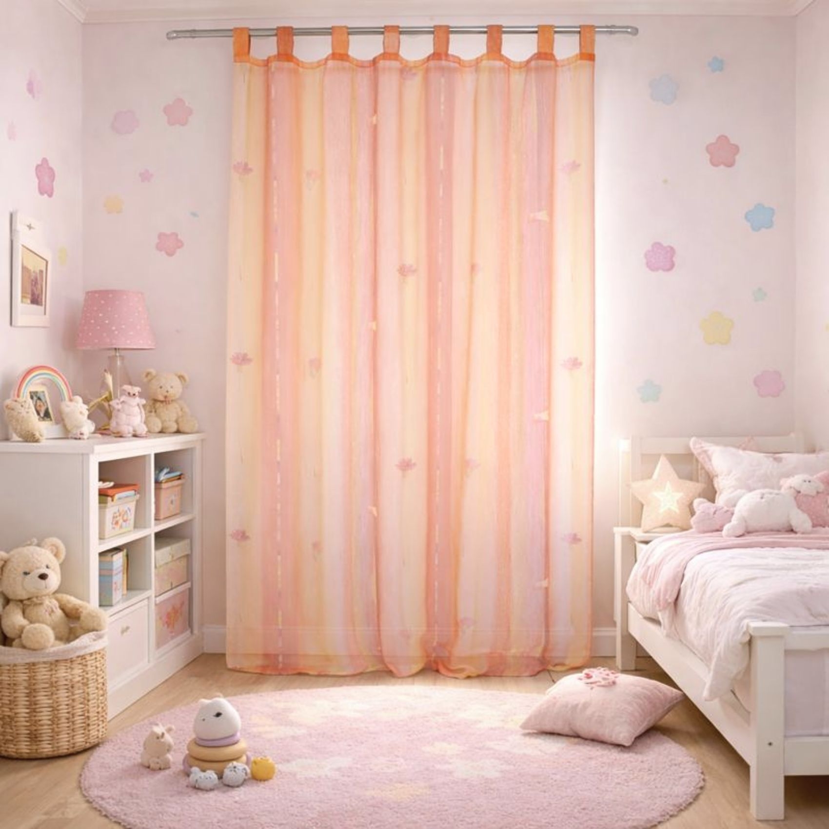 Voilage à Pattes Coloré et Fleuri