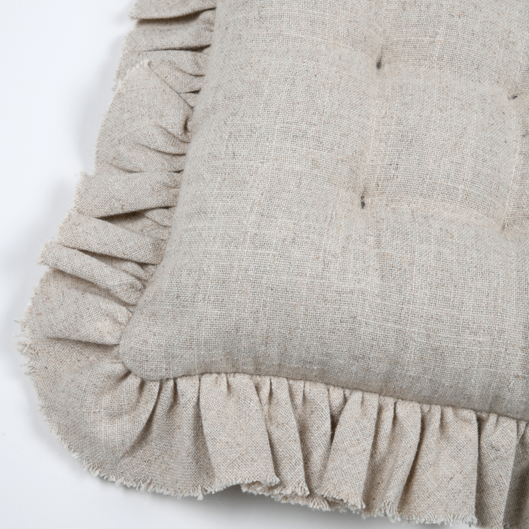 Galette de chaise à volants en coton et lin — vue 3