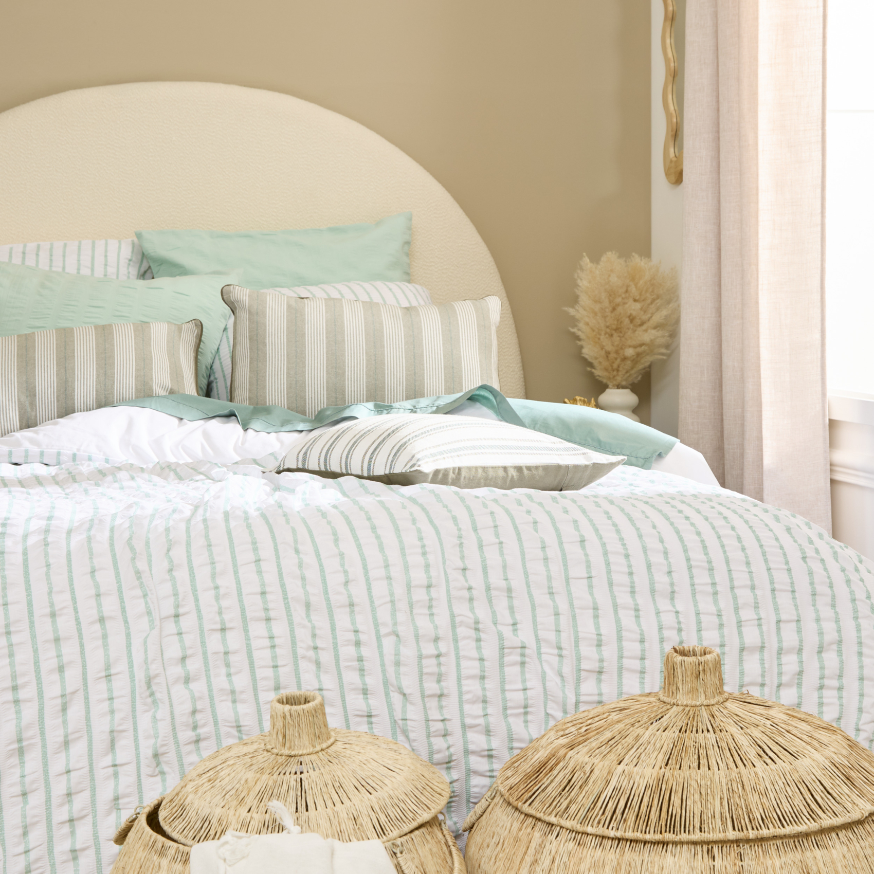 Parure de lit réversible texturée 3 pièces rayée housse + taies — vue 4