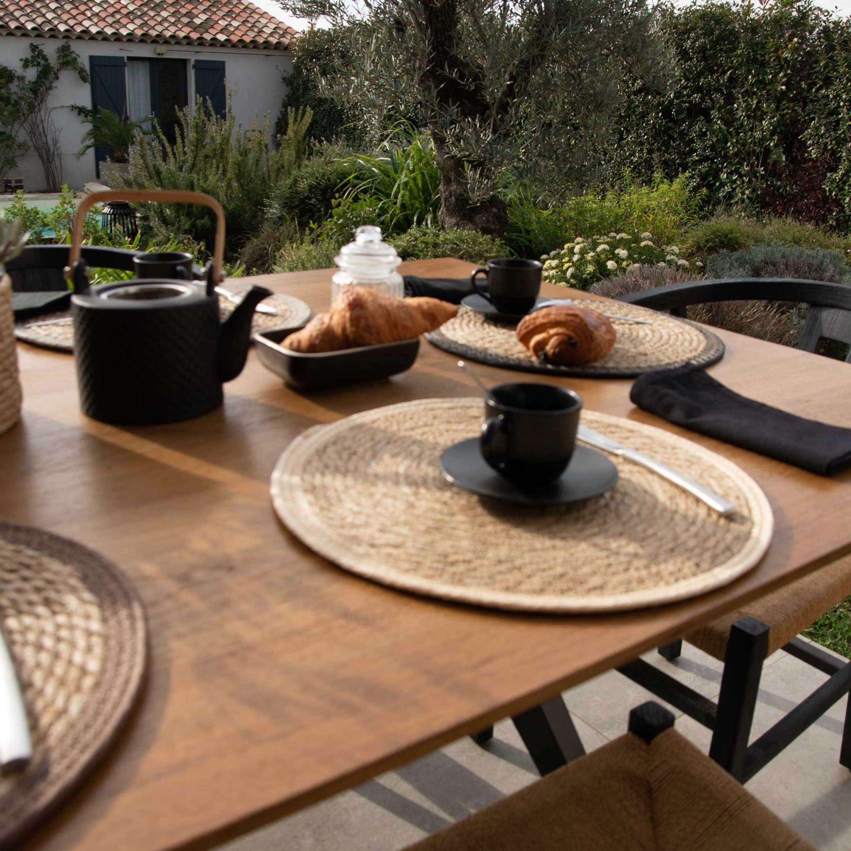 Set de table rond en jute rigide tressée — vue 3