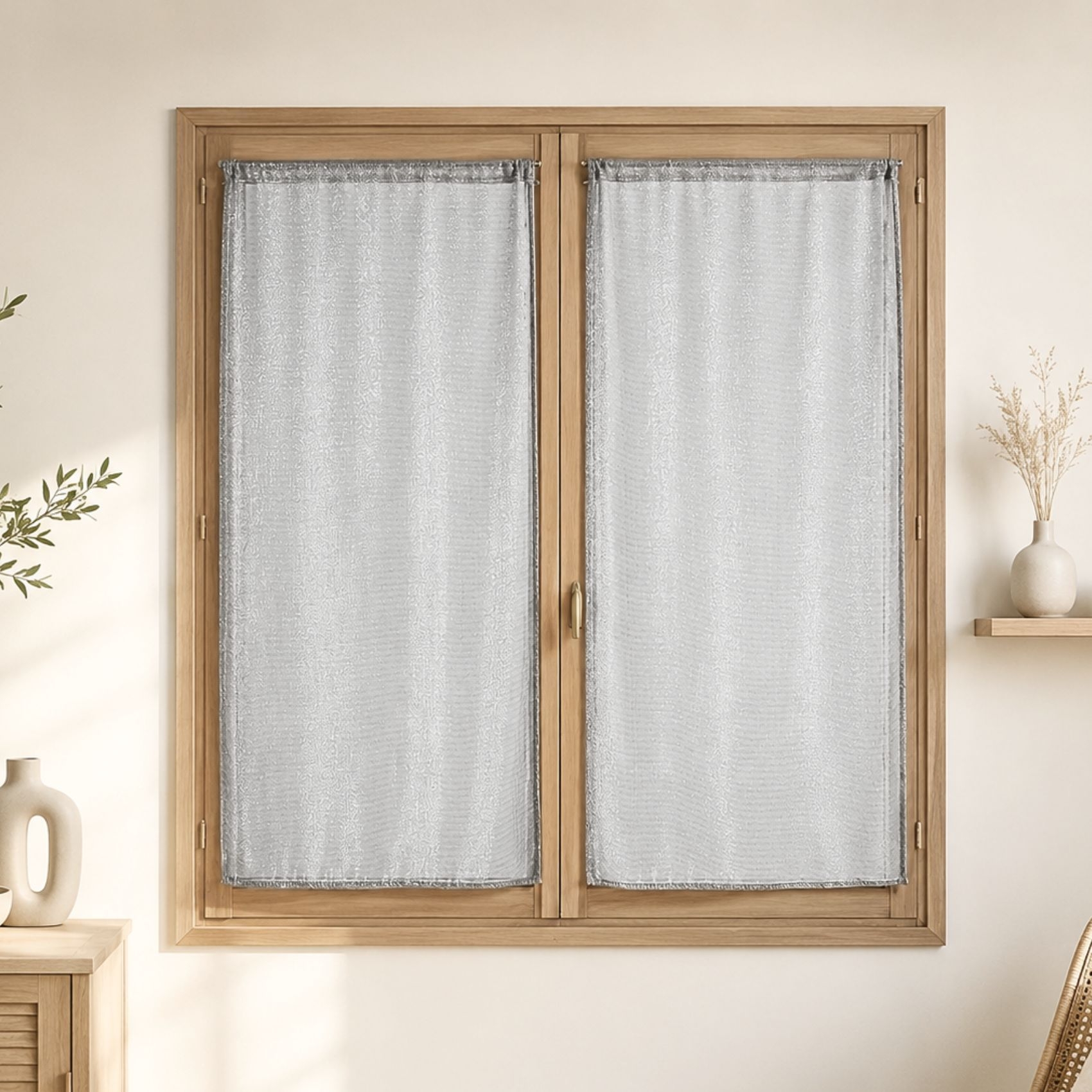 Paire de voilages vitrage effet maille à fils lurex — vue 5