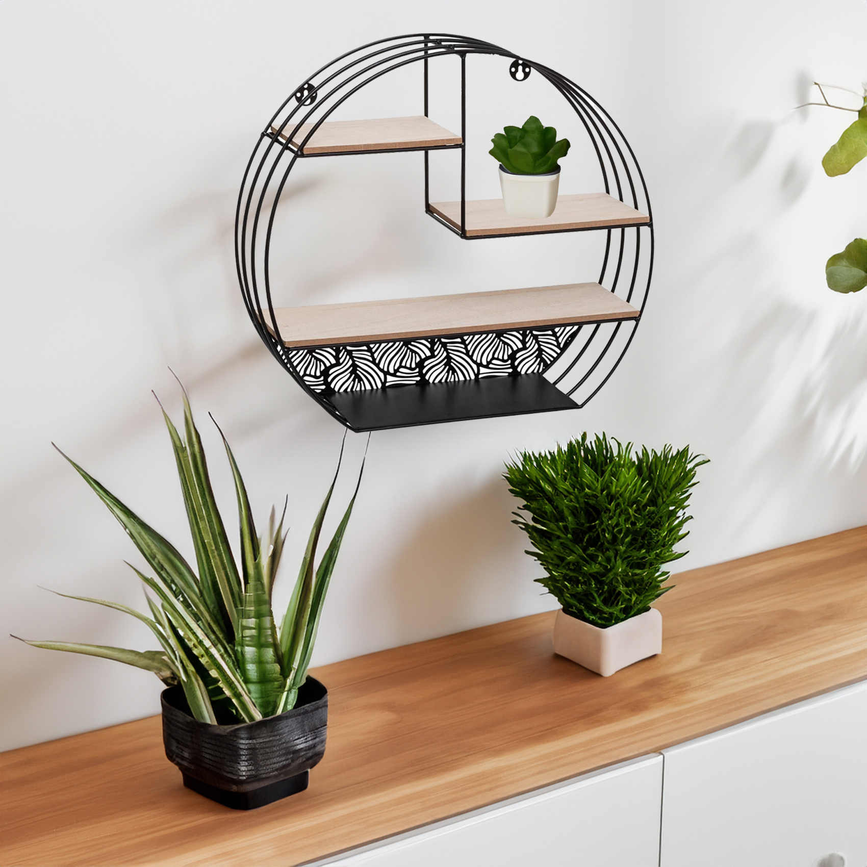 Etagère ronde en bois et métal — vue 5