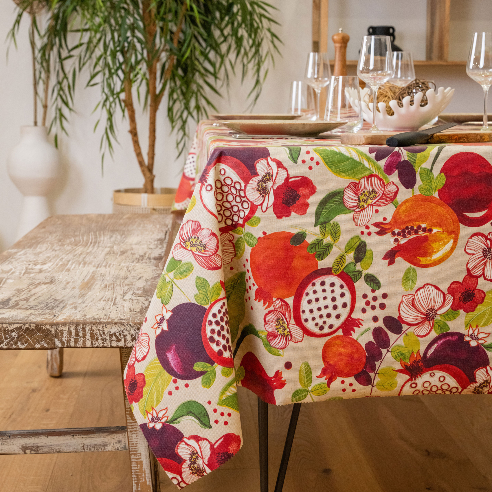 Nappe rectangle enduite motif fruits — vue 4