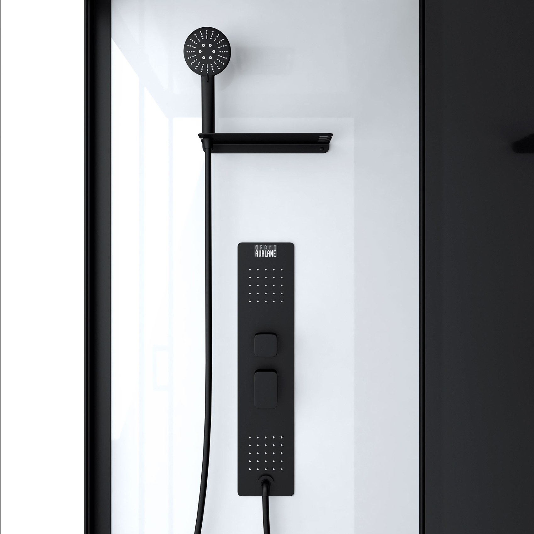 Cabine de douche rectangulaire style industrielle — vue 3