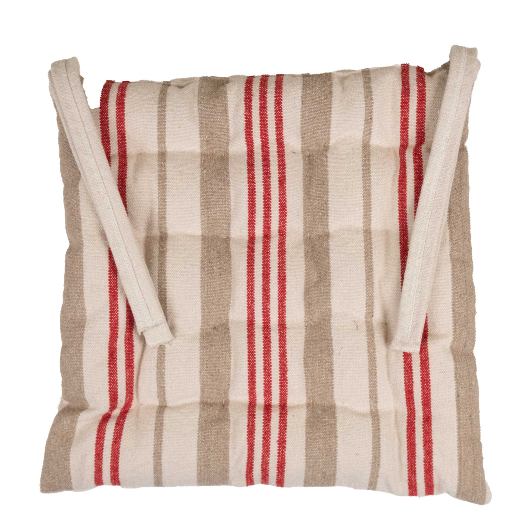 Galette de chaise matelassée à rayures en toile canevas
