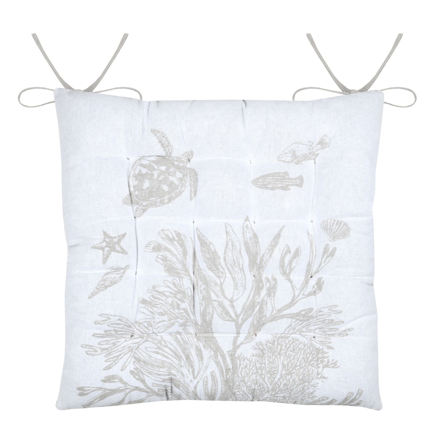 Galette de chaise polycoton matelassée 16 points avec liens