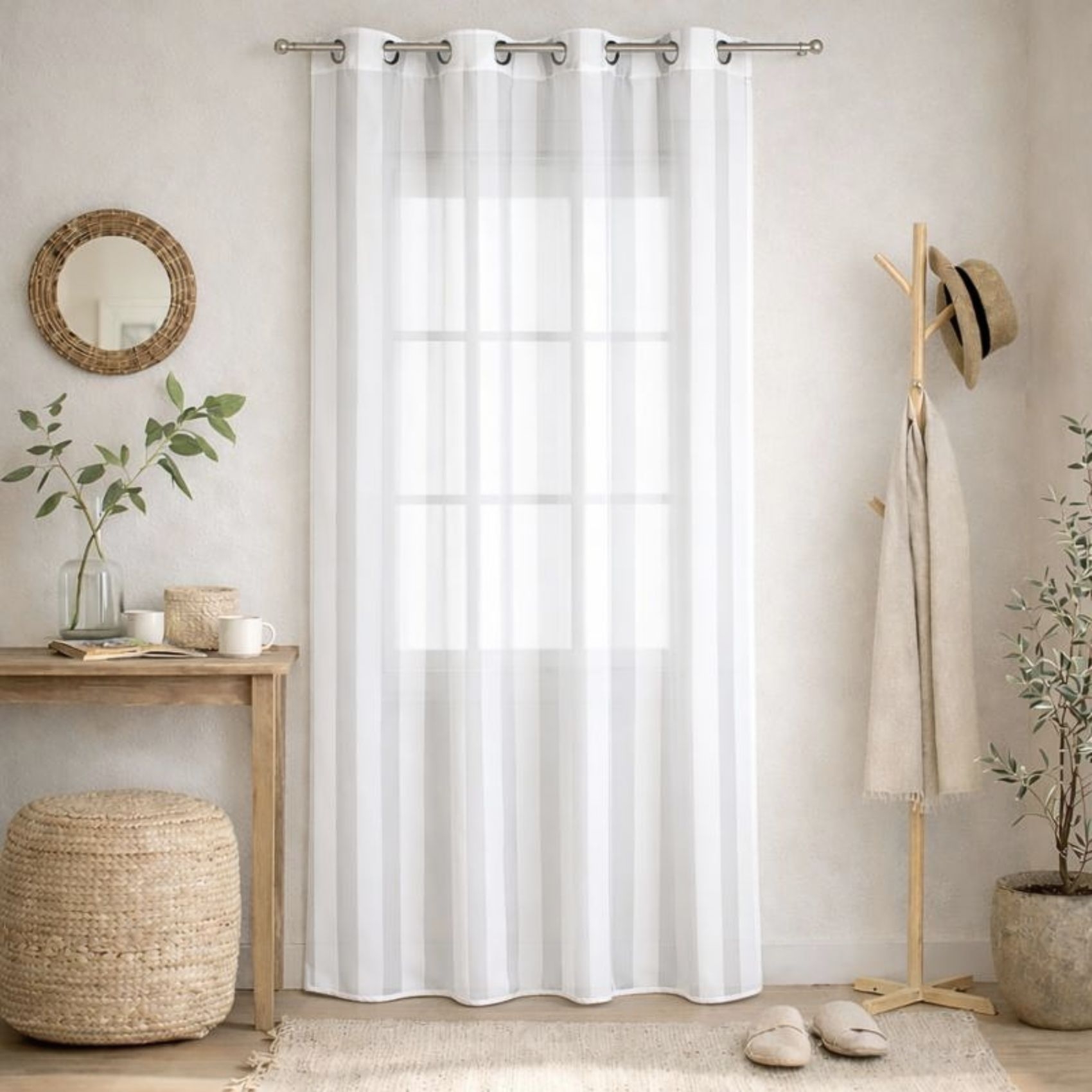 Voilage  à rayures tissées