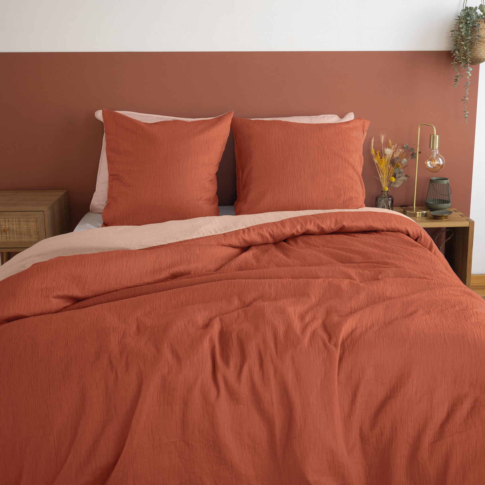 Parure de lit réversible effet gaze de coton