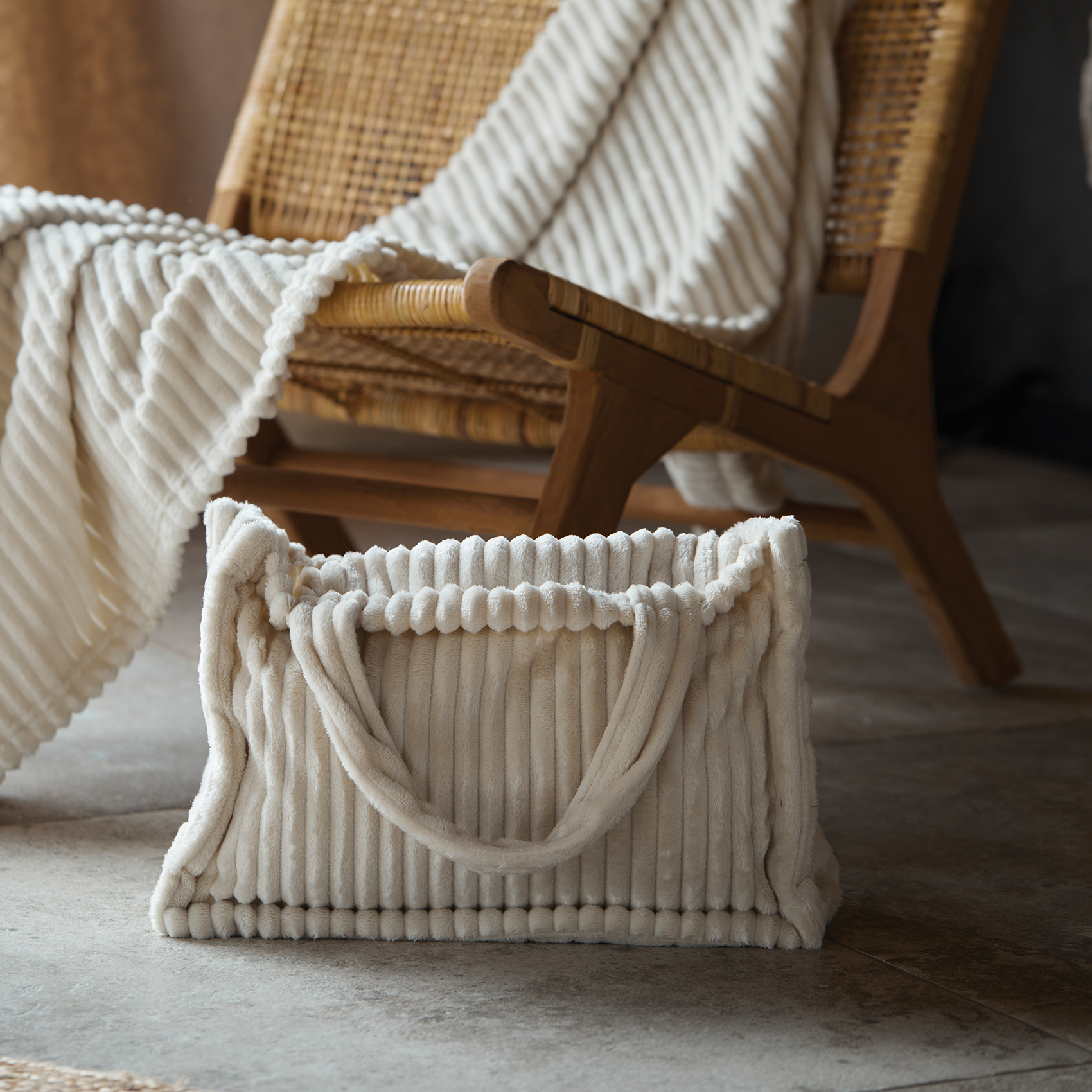 Ensemble plaid et sac doux côtelé — vue 3